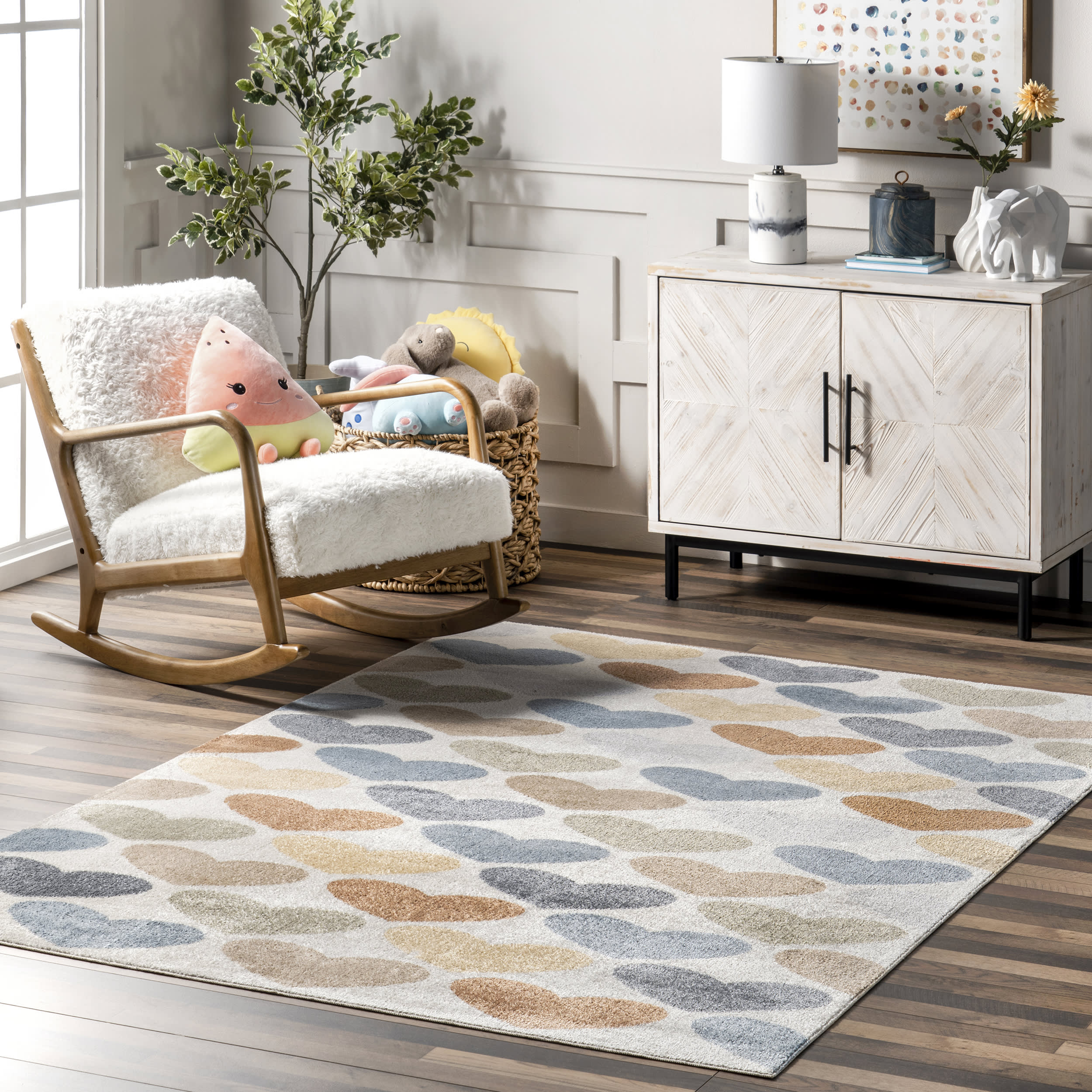 Aza Colorful Hearts Washable Rug | Multicolor - Image 2