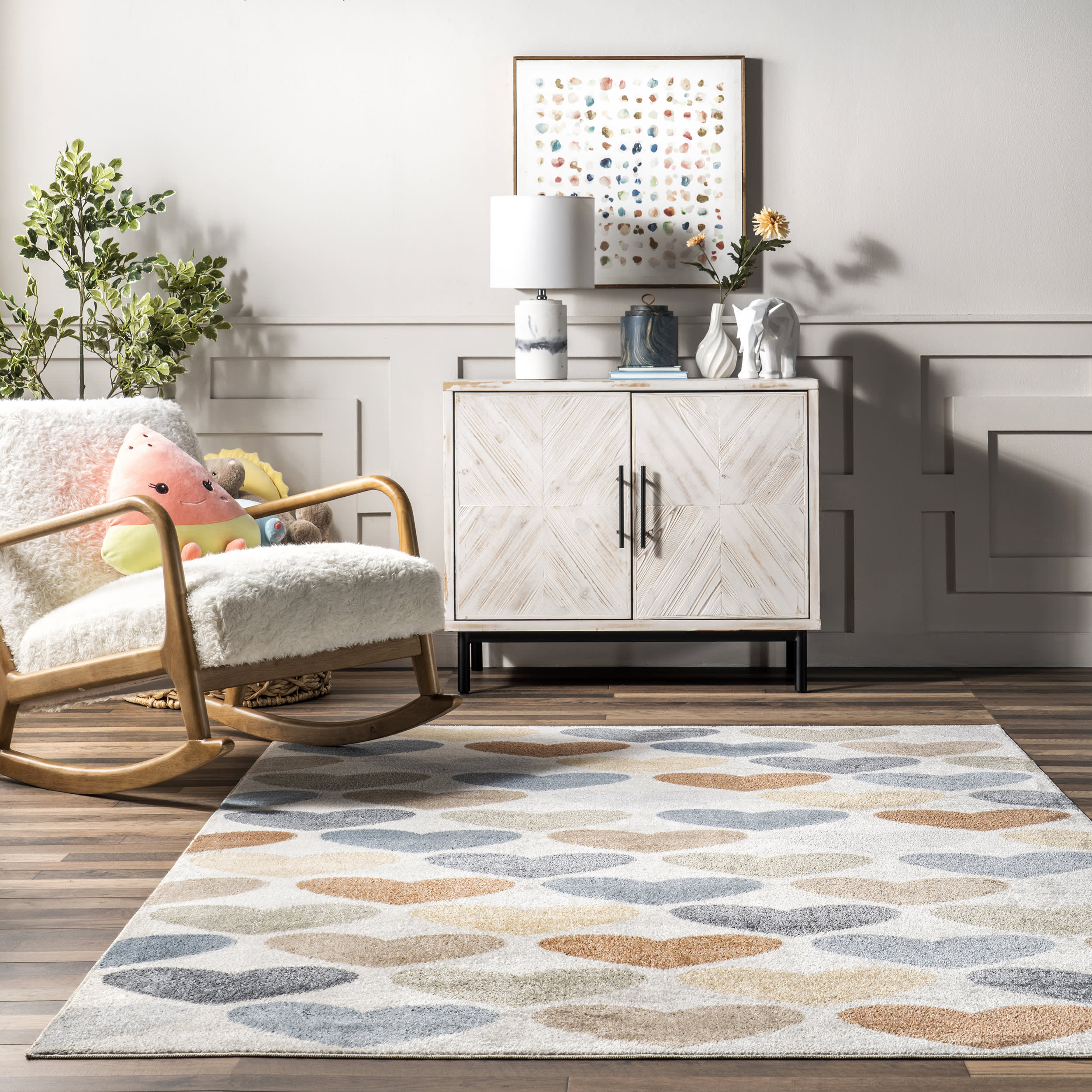 Aza Colorful Hearts Washable Rug | Multicolor - Image 4