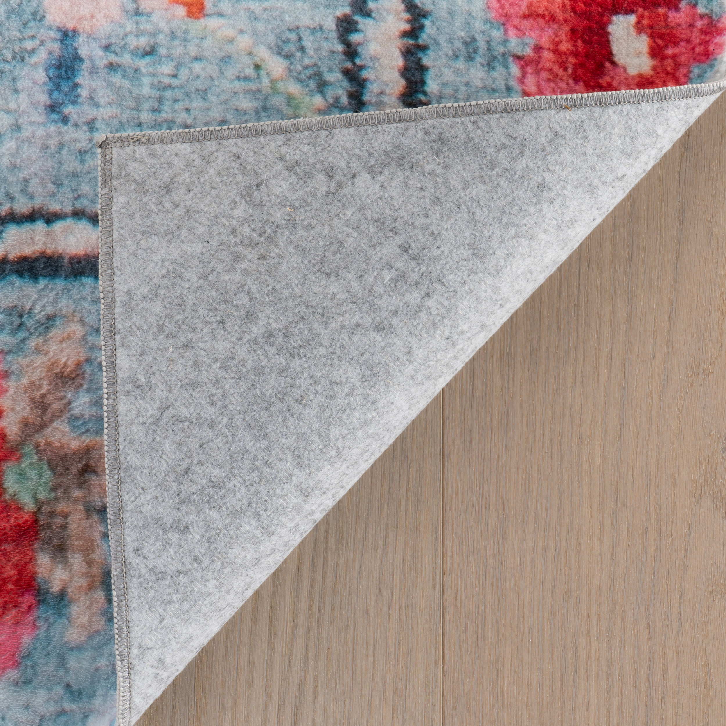 Azara Traditional Floral Washable Rug | Blue - Image 6