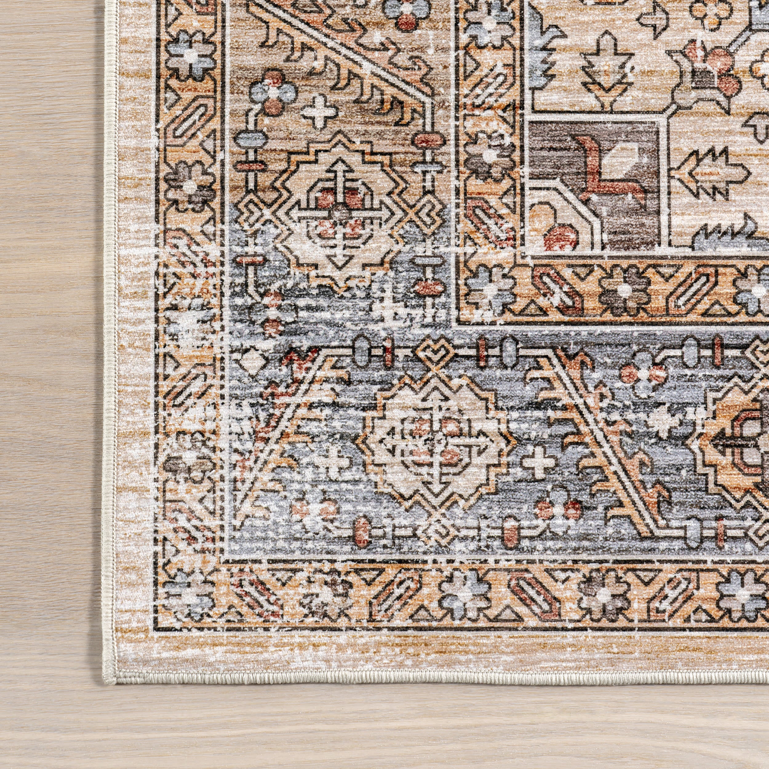 Azaria Medallion Spill Proof Washable Rug | Ivory - Image 4