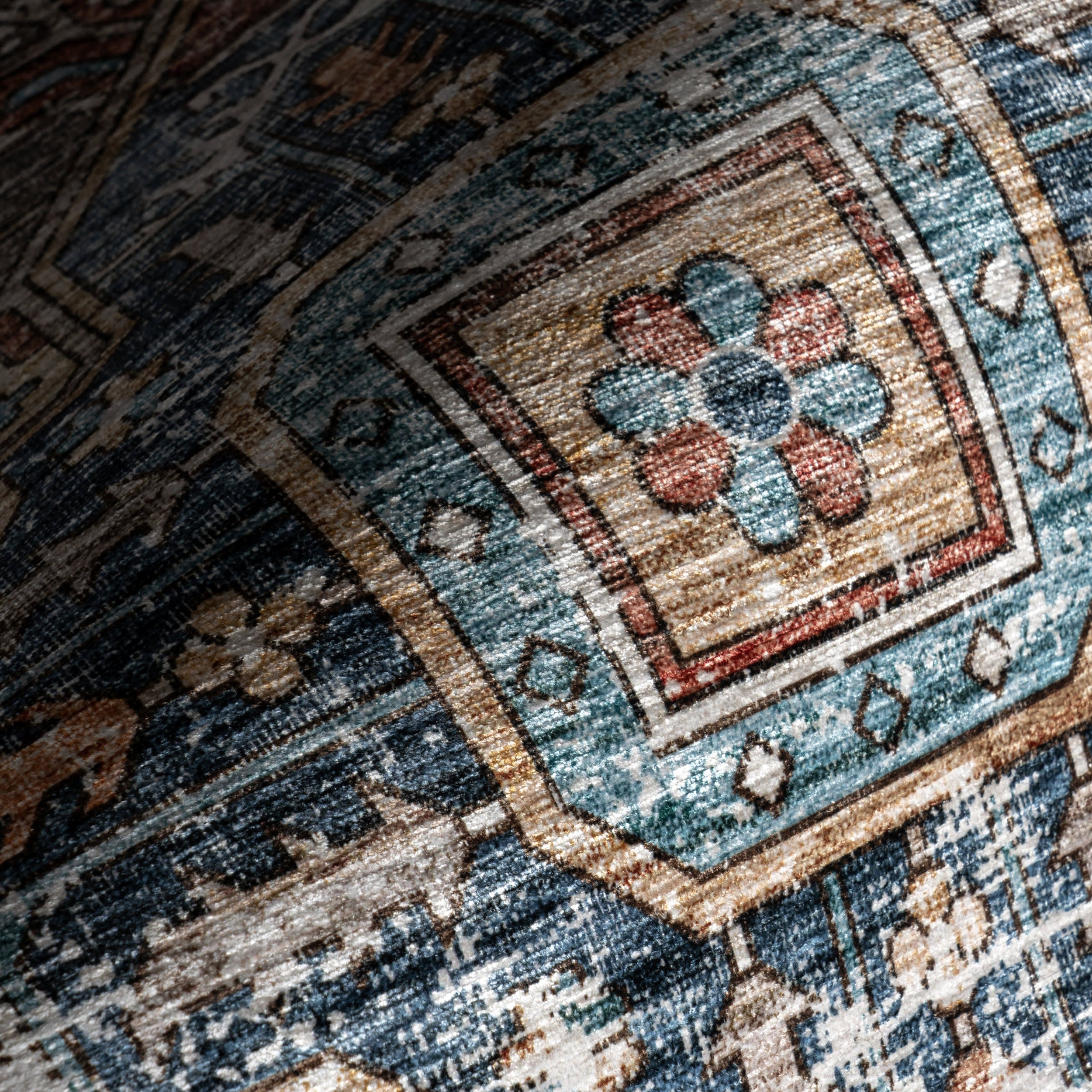 Azaria Medallion Spill Proof Washable Rug | Rust - Image 3