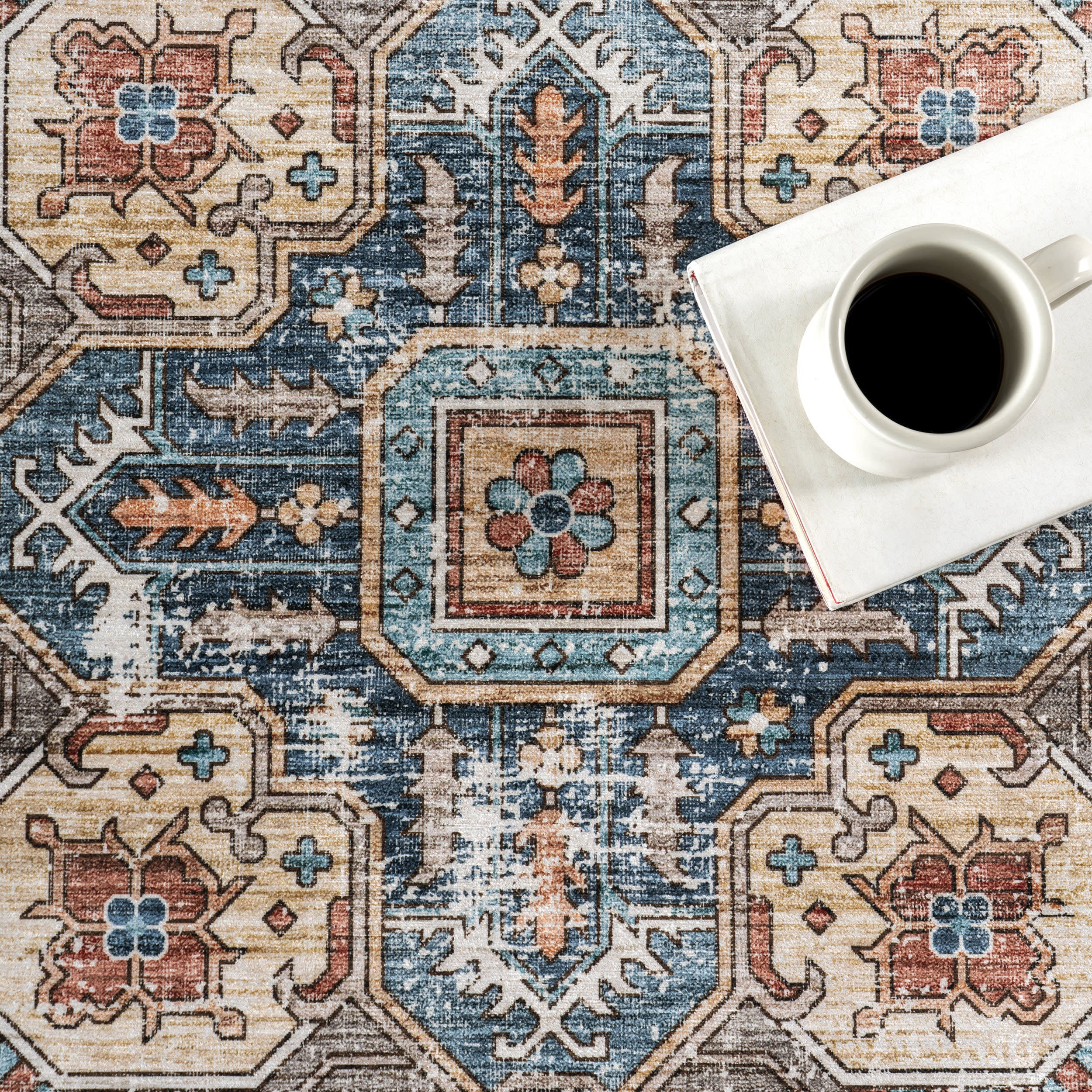 Azaria Medallion Spill Proof Washable Rug | Rust - Image 8
