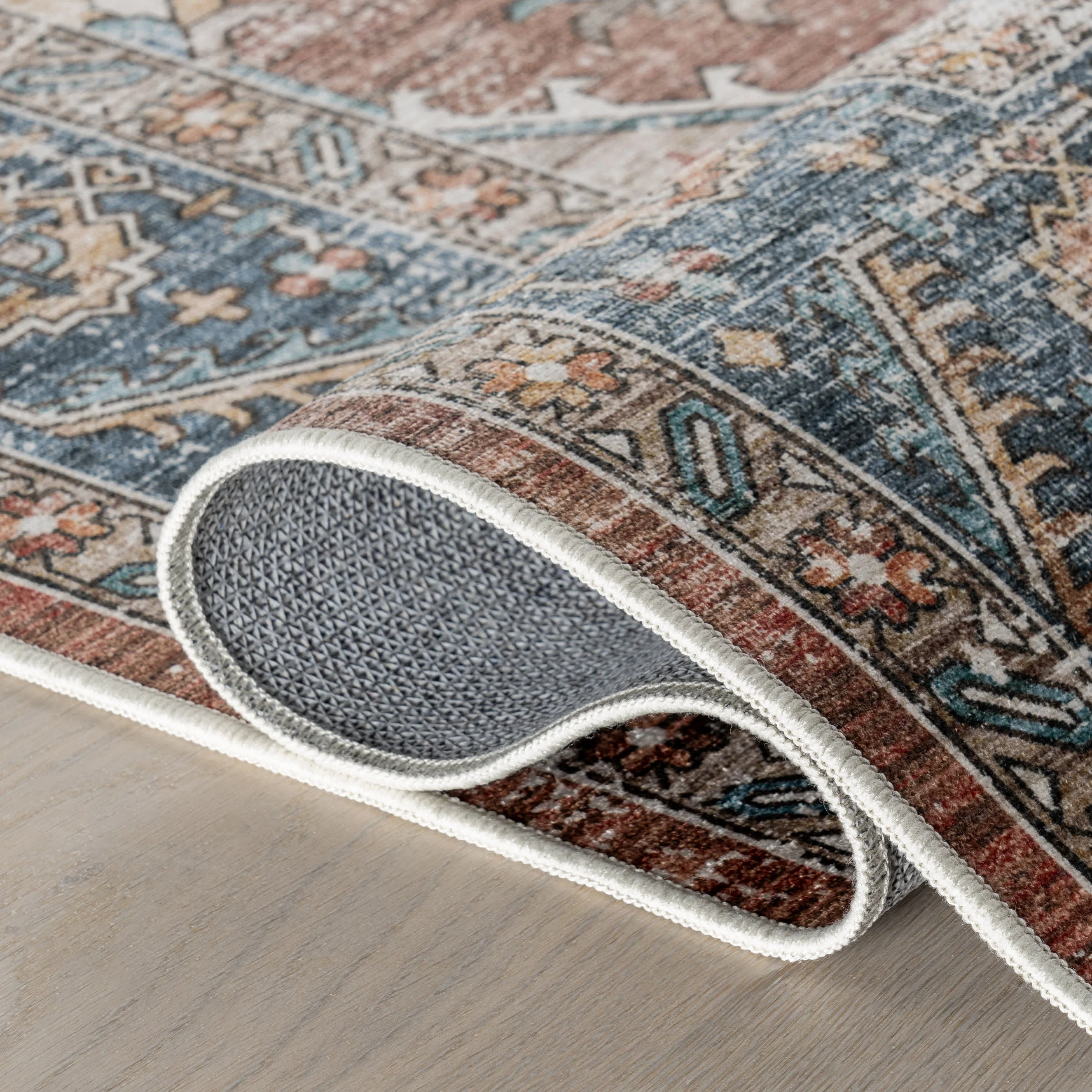 Azaria Medallion Spill Proof Washable Rug | Rust - Image 9
