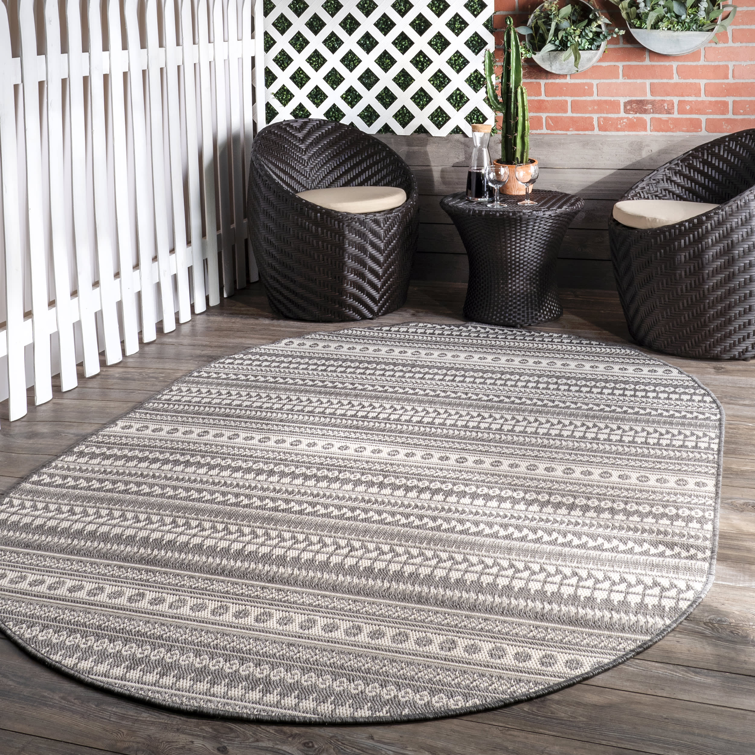 Aztec Bands Indoor/Outdoor Rug | Grey - Image 2