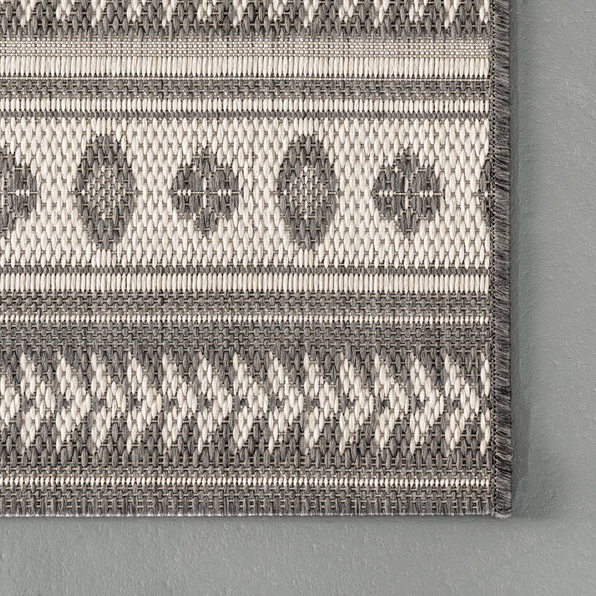 Aztec Bands Indoor/Outdoor Rug | Grey - Image 3