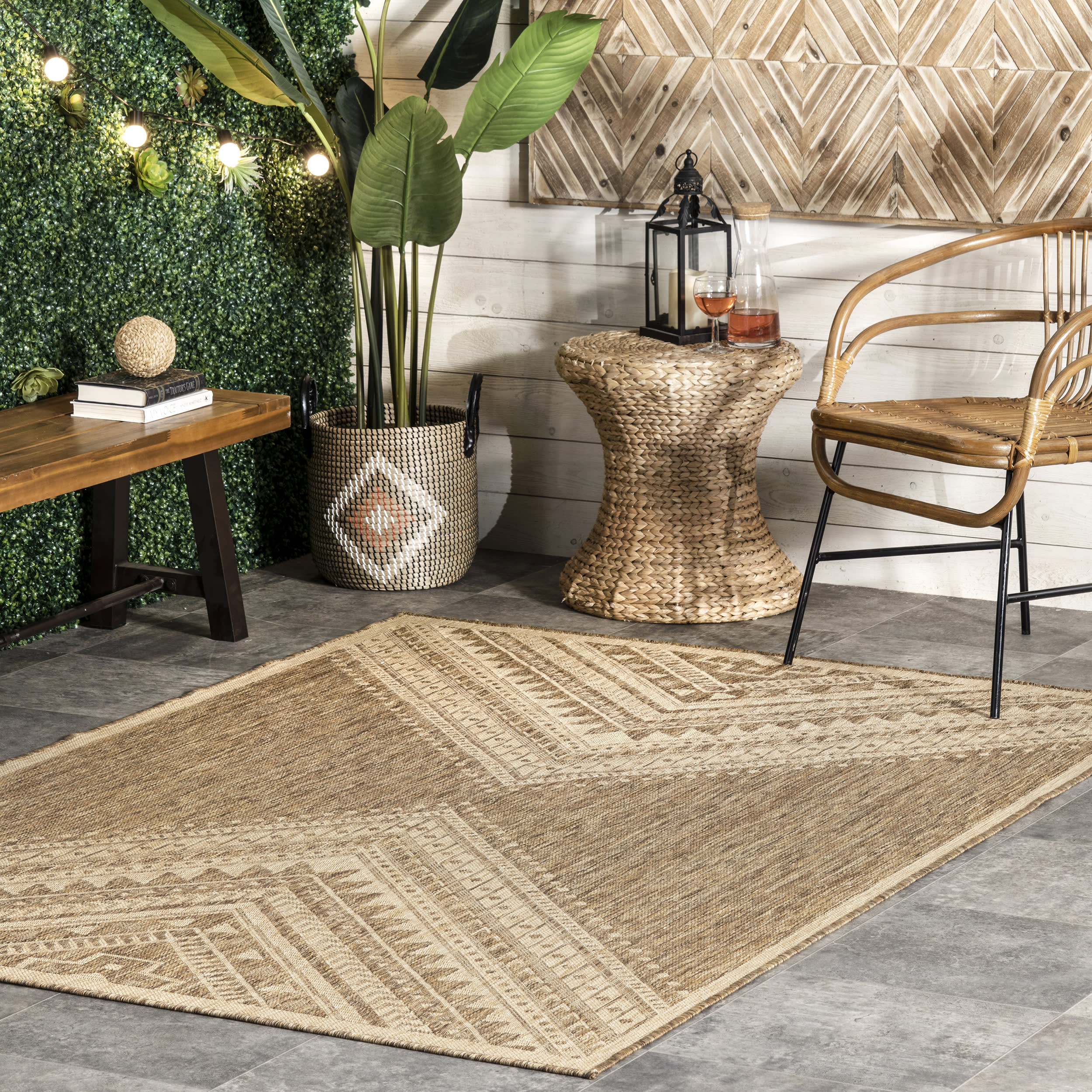 Aztec Prism Indoor/Outdoor Rug | Brown - Image 2