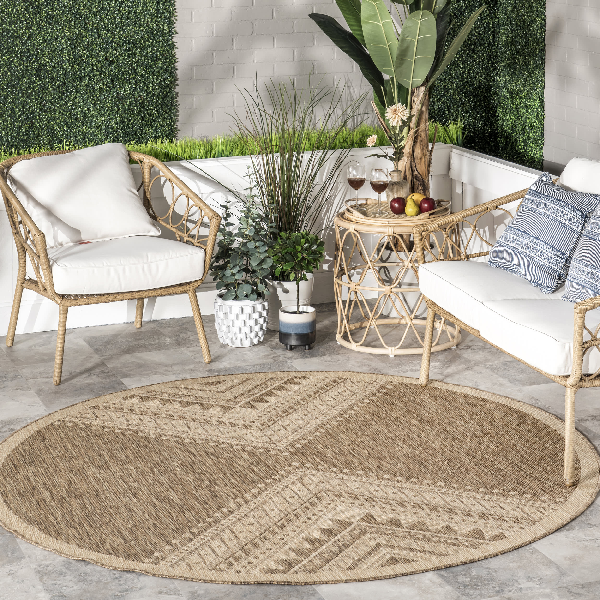 Aztec Prism Indoor/Outdoor Rug | Brown - Image 2