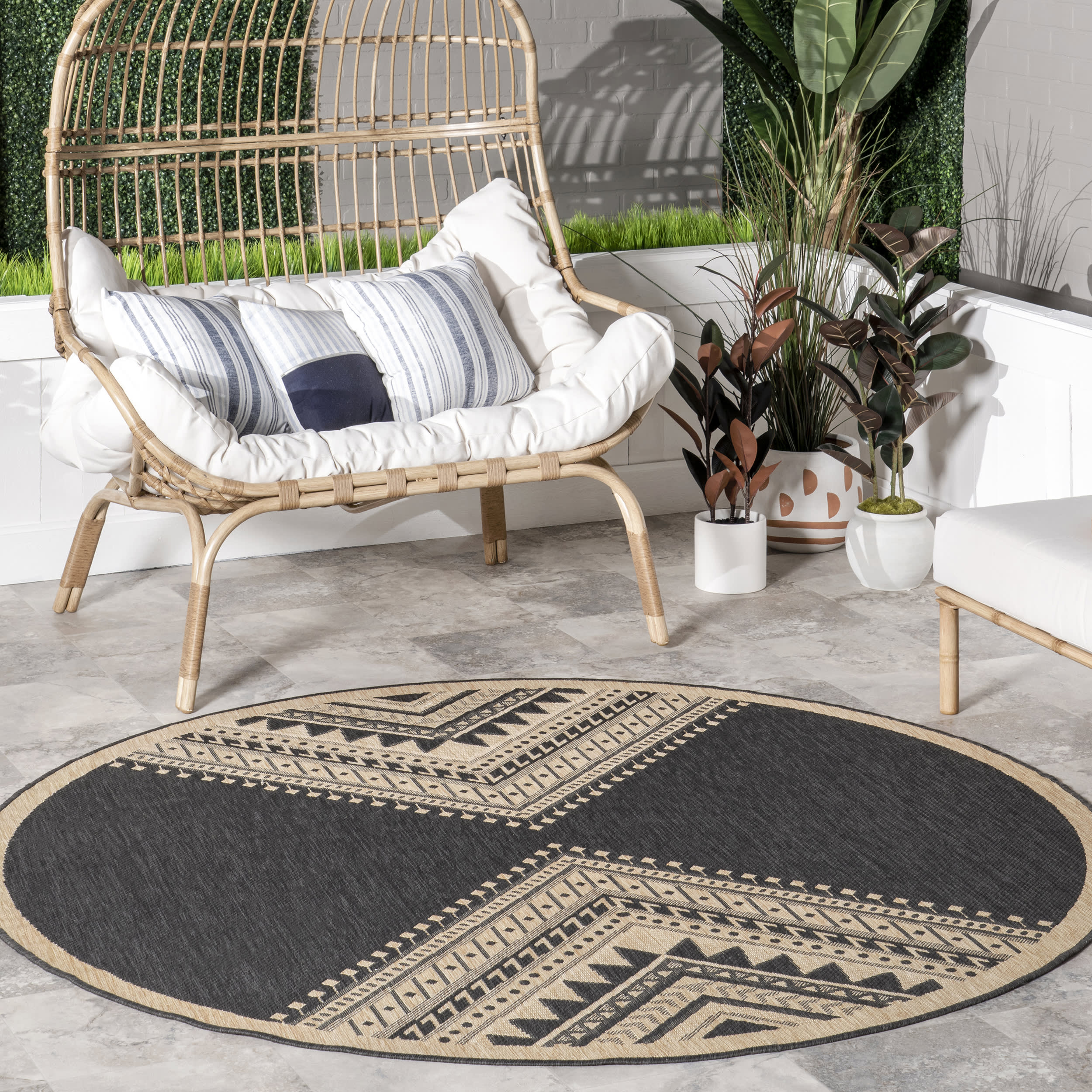 Aztec Prism Indoor/Outdoor Rug | Charcoal - Image 2