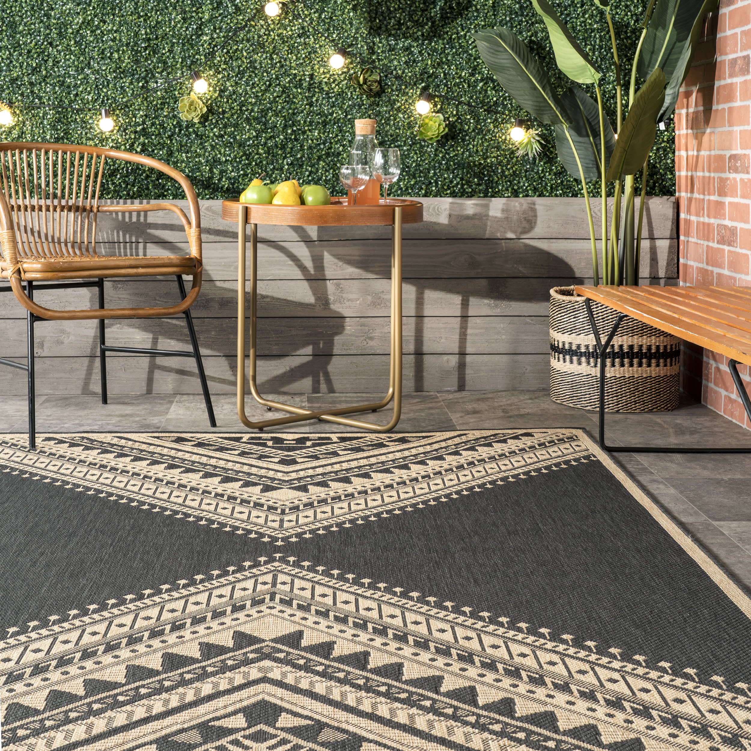 Aztec Prism Indoor/Outdoor Rug | Charcoal - Image 4