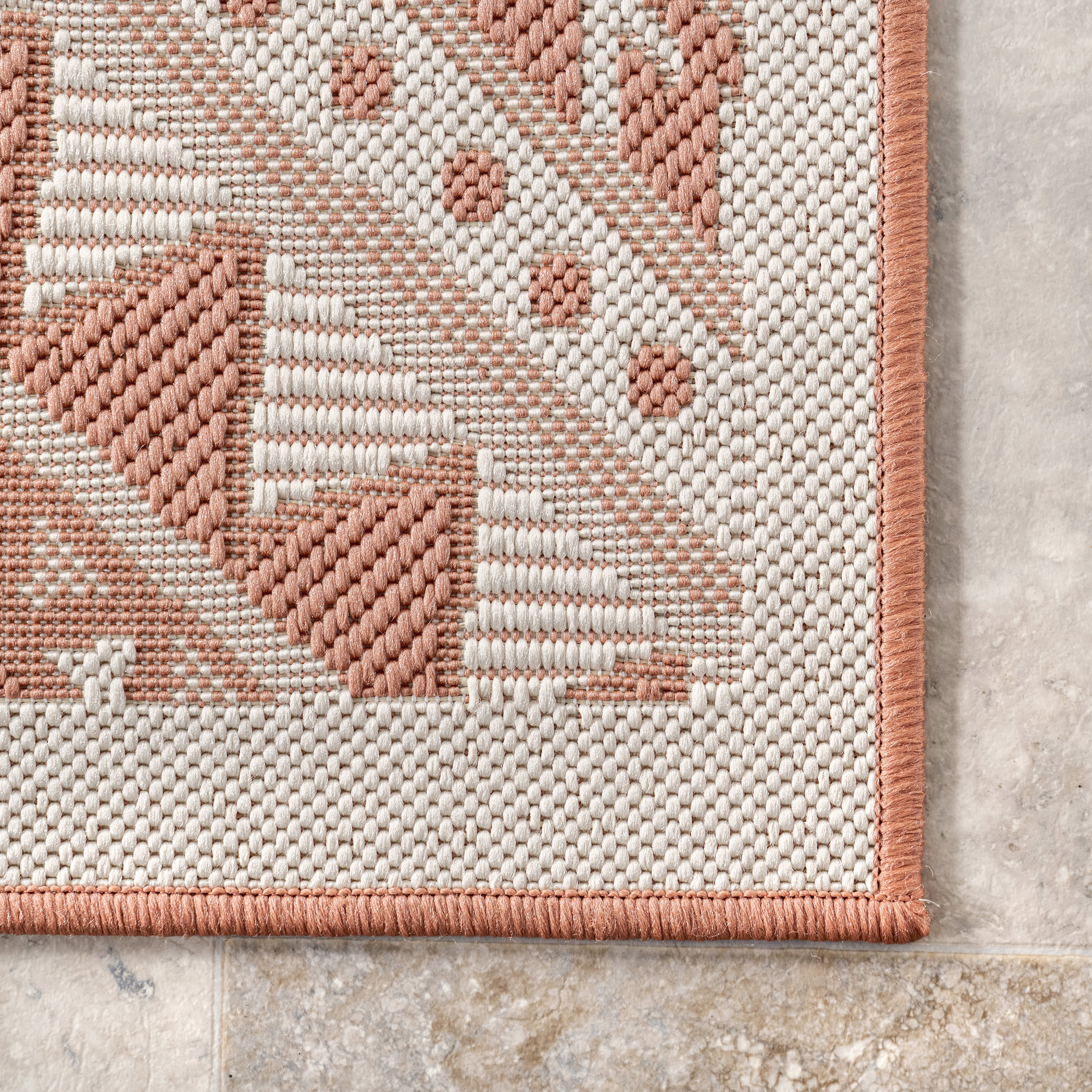 Aztec Prism Indoor/Outdoor Rug | Coral - Image 3