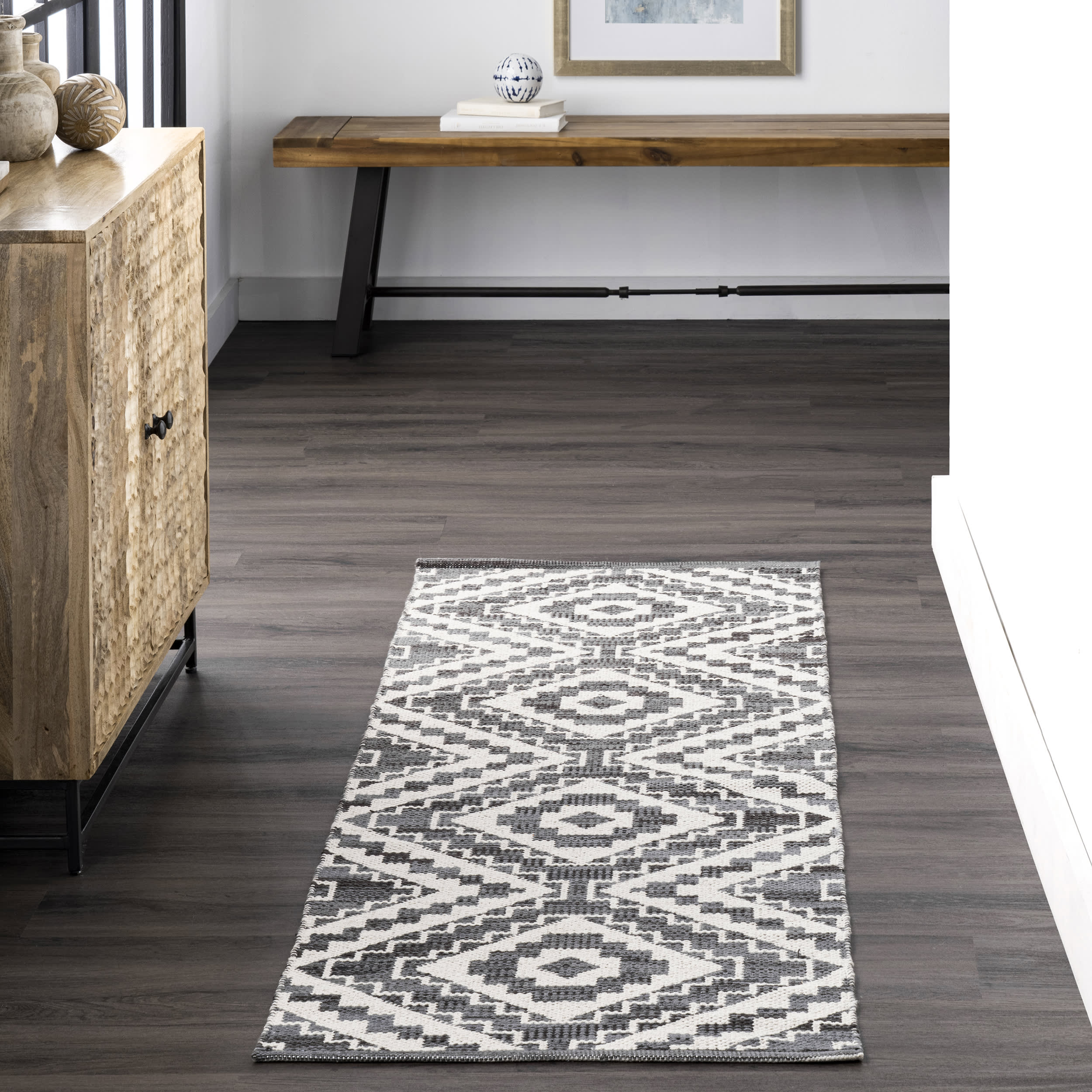 Aztec Trellis Rug | Grey - Image 2