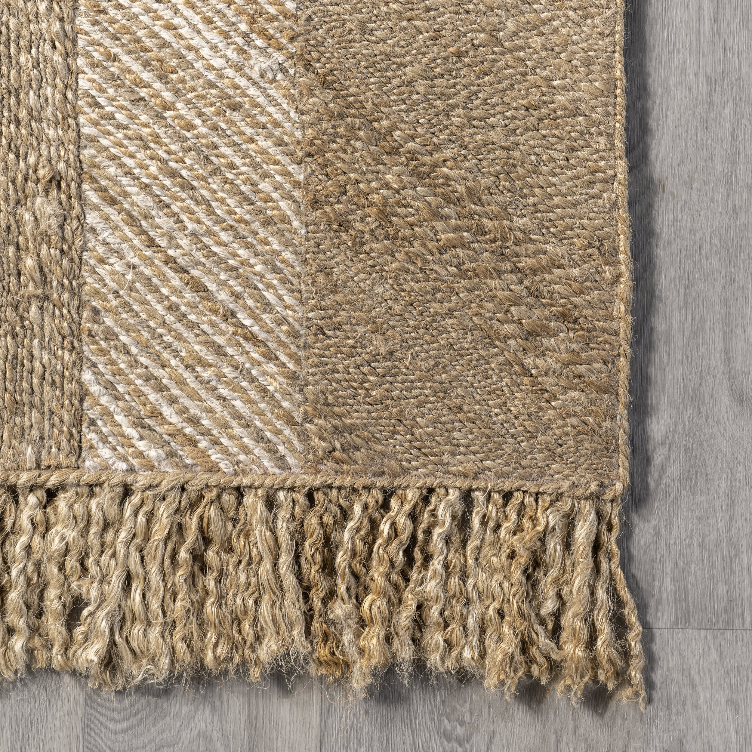 Azzura Jute Geometric Shapes Rug | Natural - Image 3
