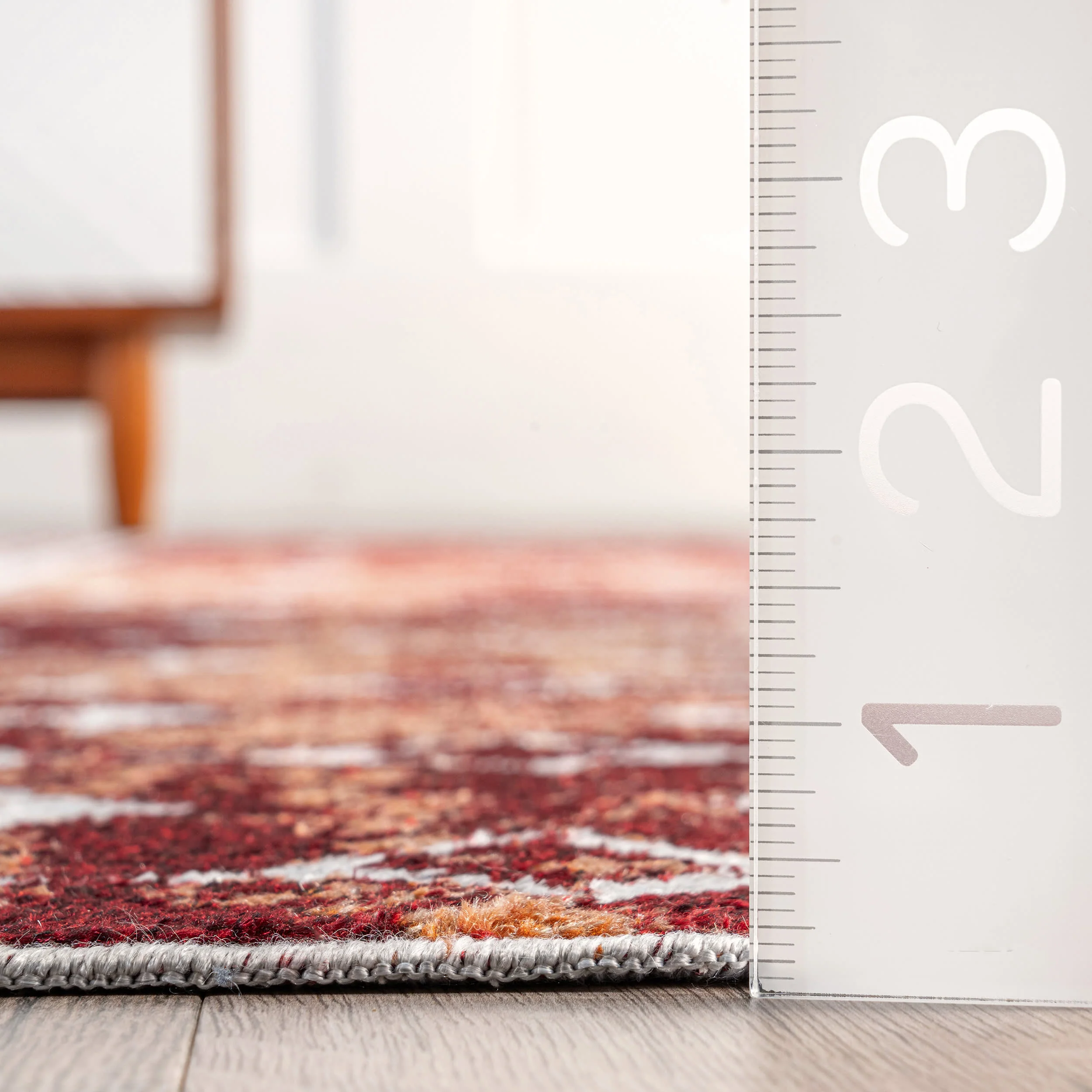 Bailey Washable Geometric Rug | Red - Image 5