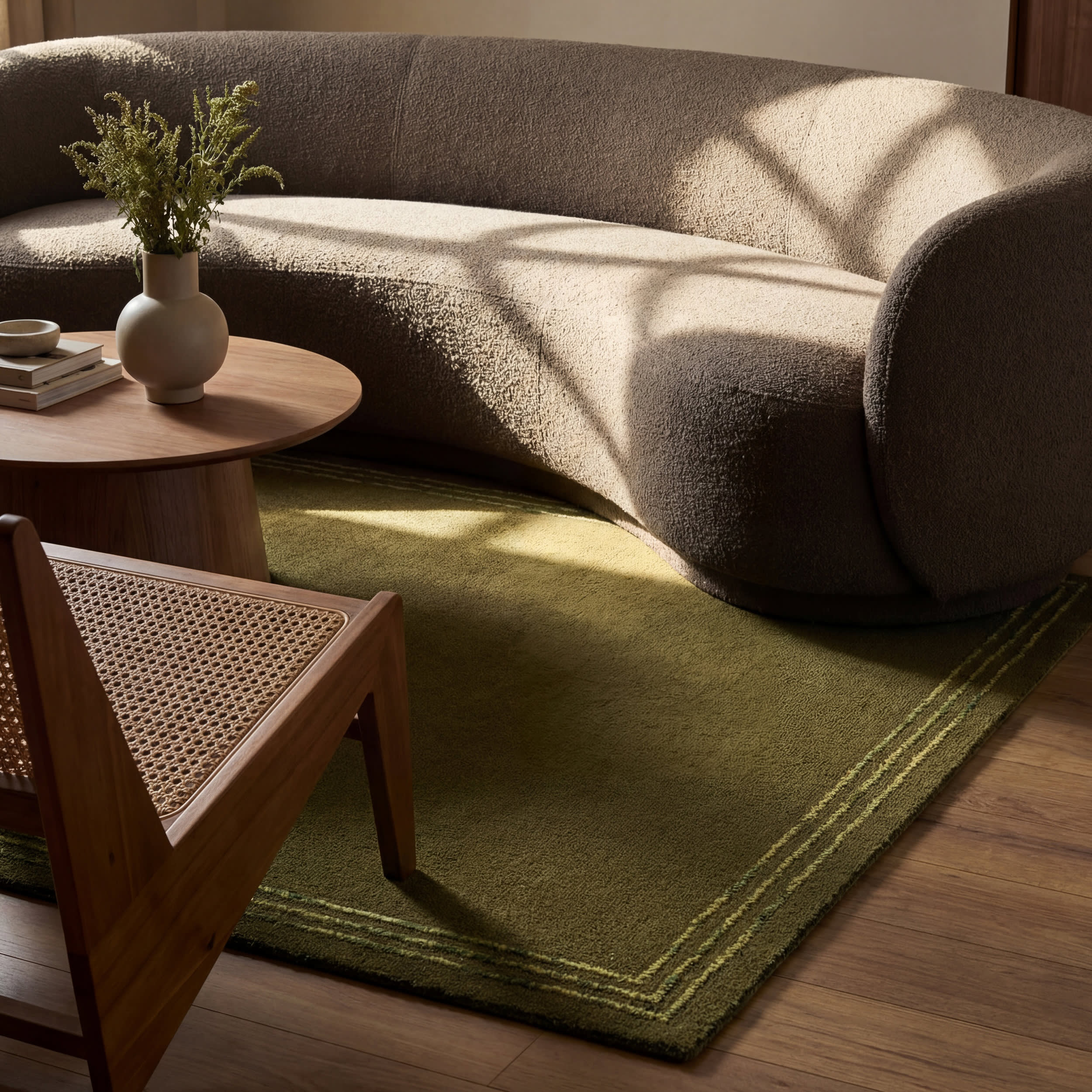 Baina Modern Bordered Rug | Green - Image 5