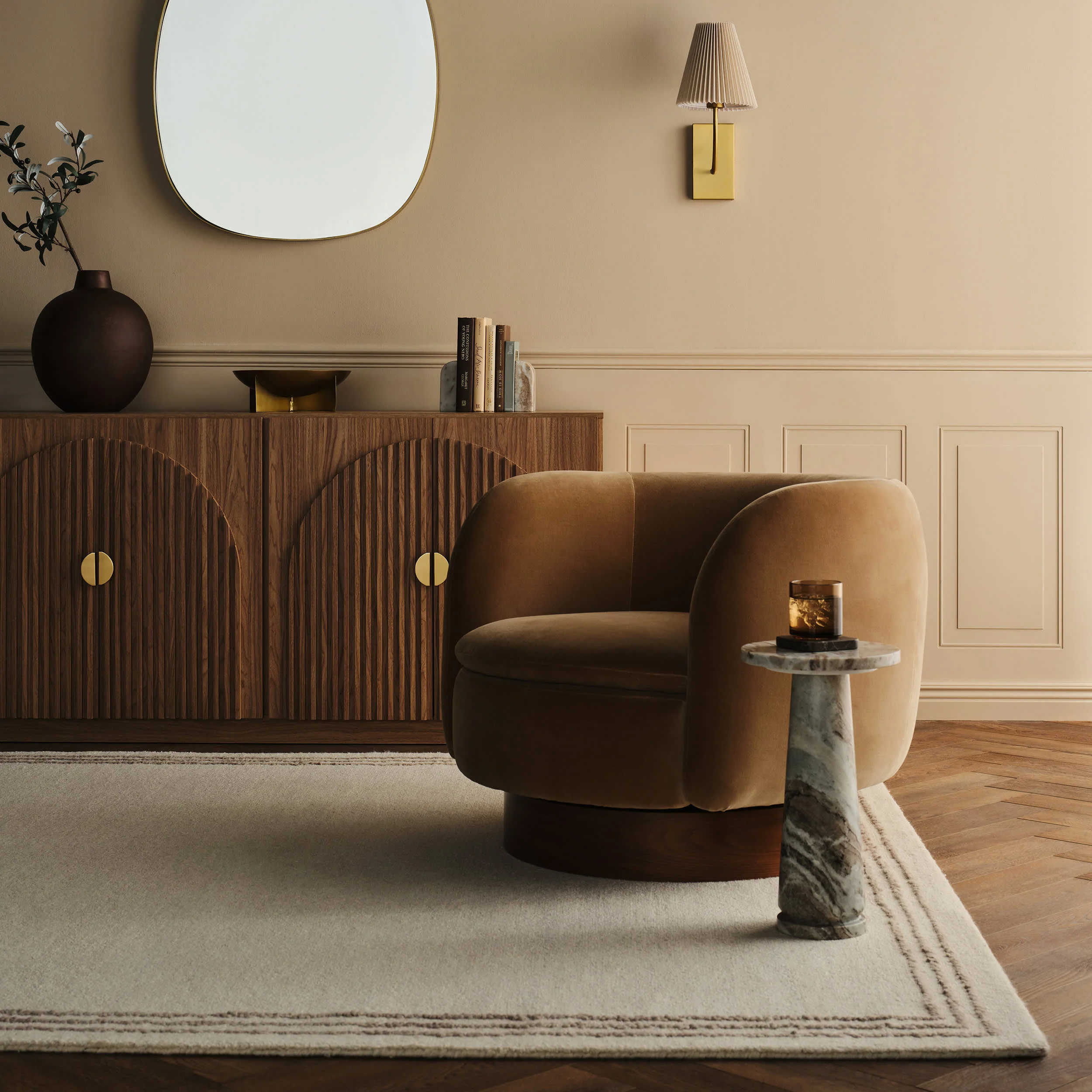 Baina Modern Bordered Rug | Ivory - Image 9