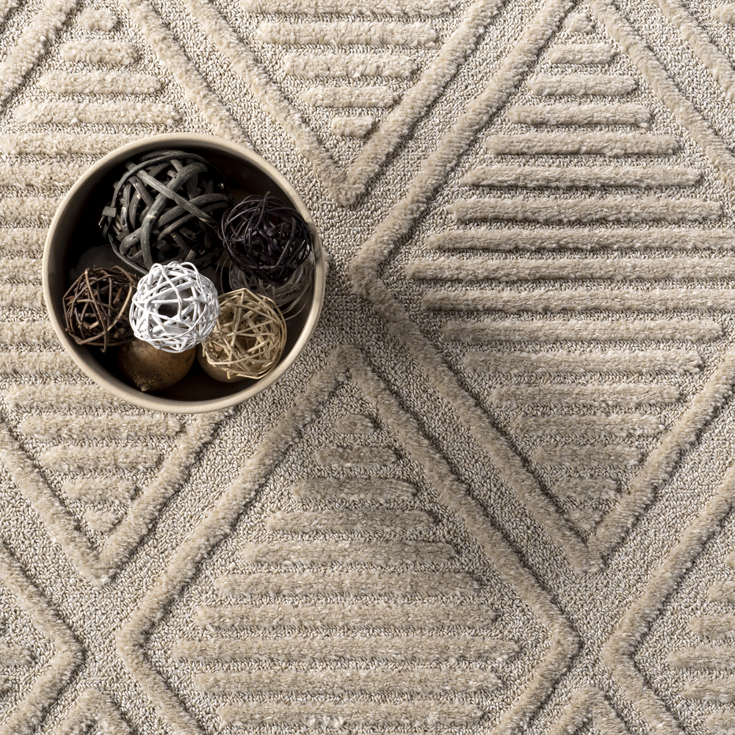Balboa Textured Tile Rug | Beige - Image 6