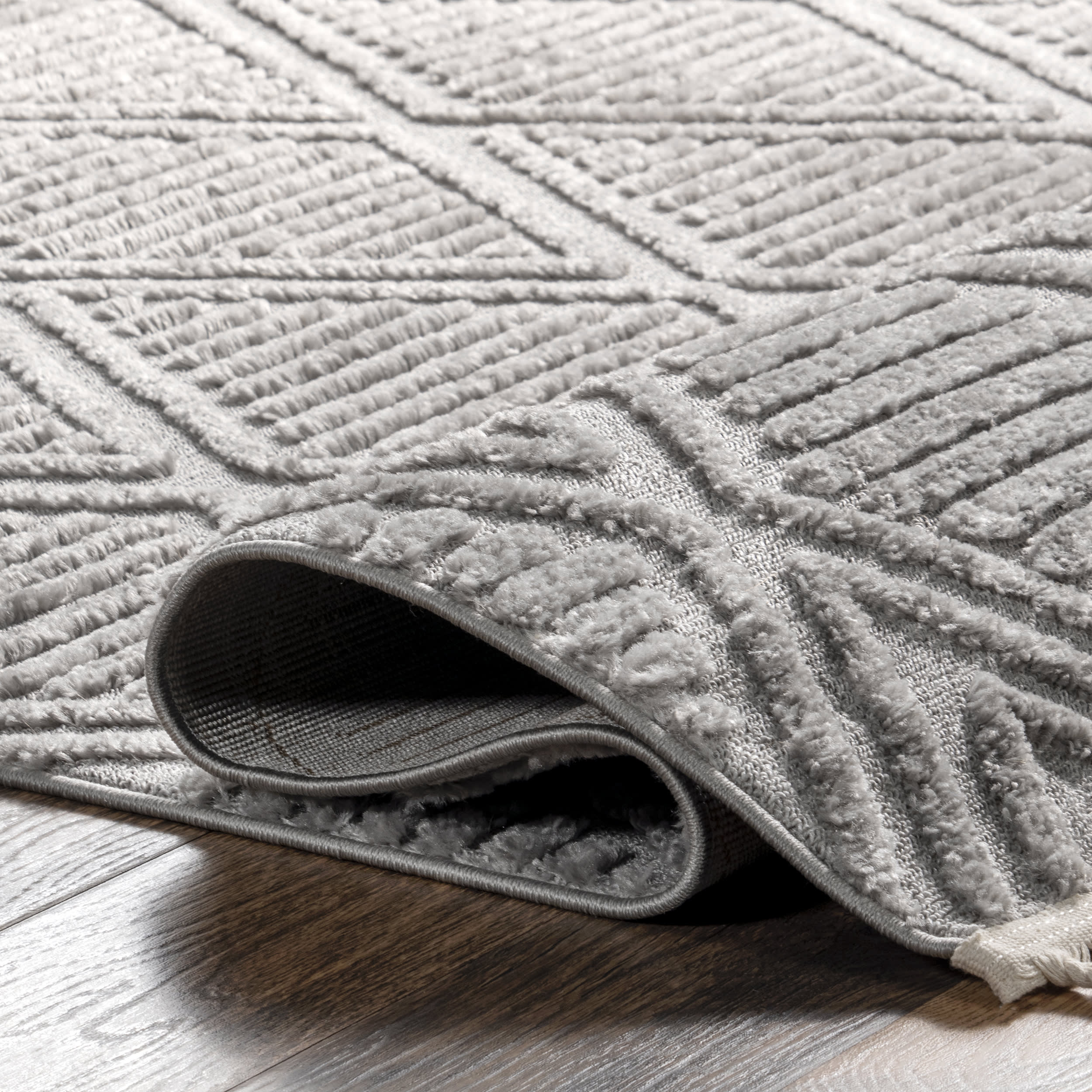 Balboa Textured Tile Rug | Grey - Image 7
