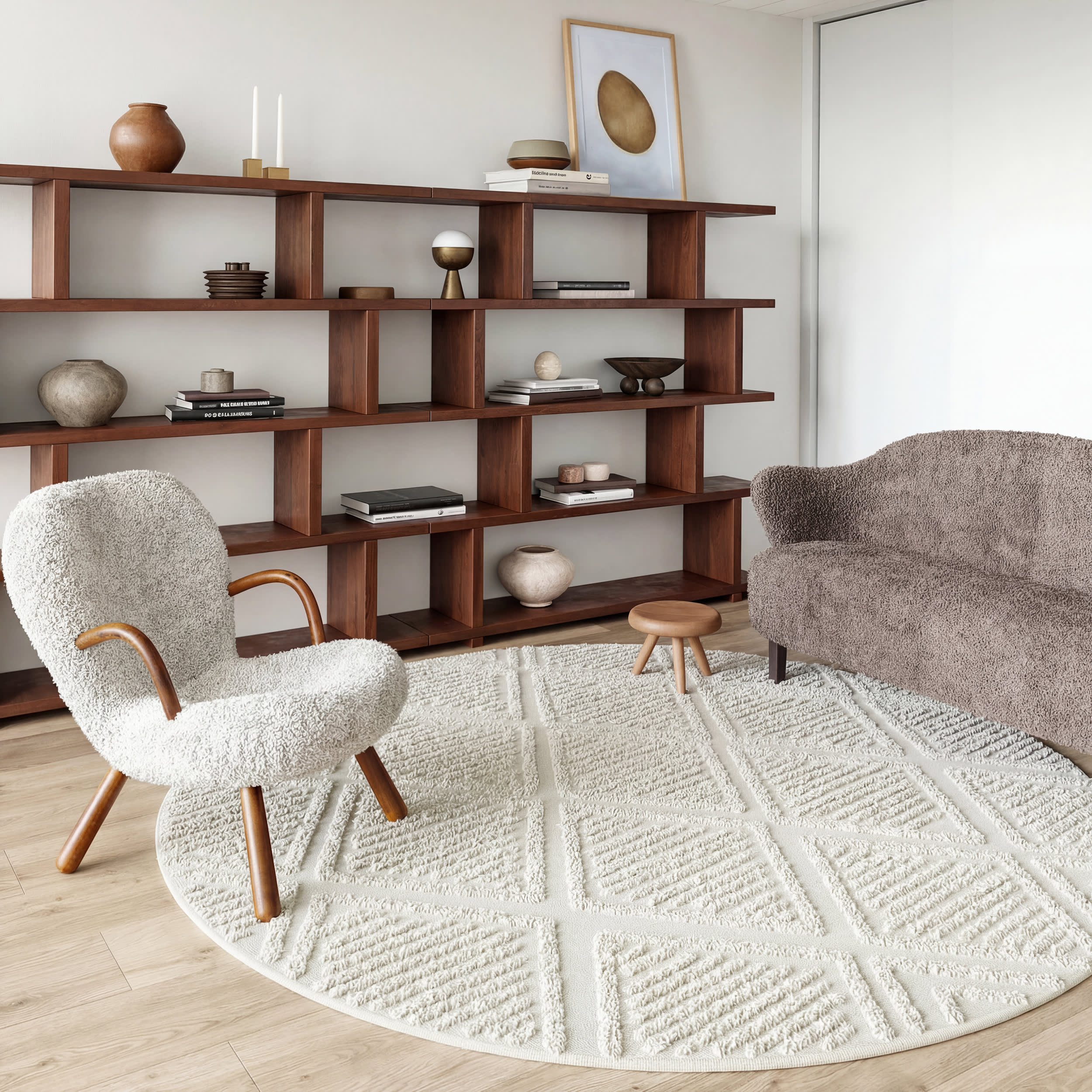 Balboa Textured Tile Rug | Ivory - Image 2