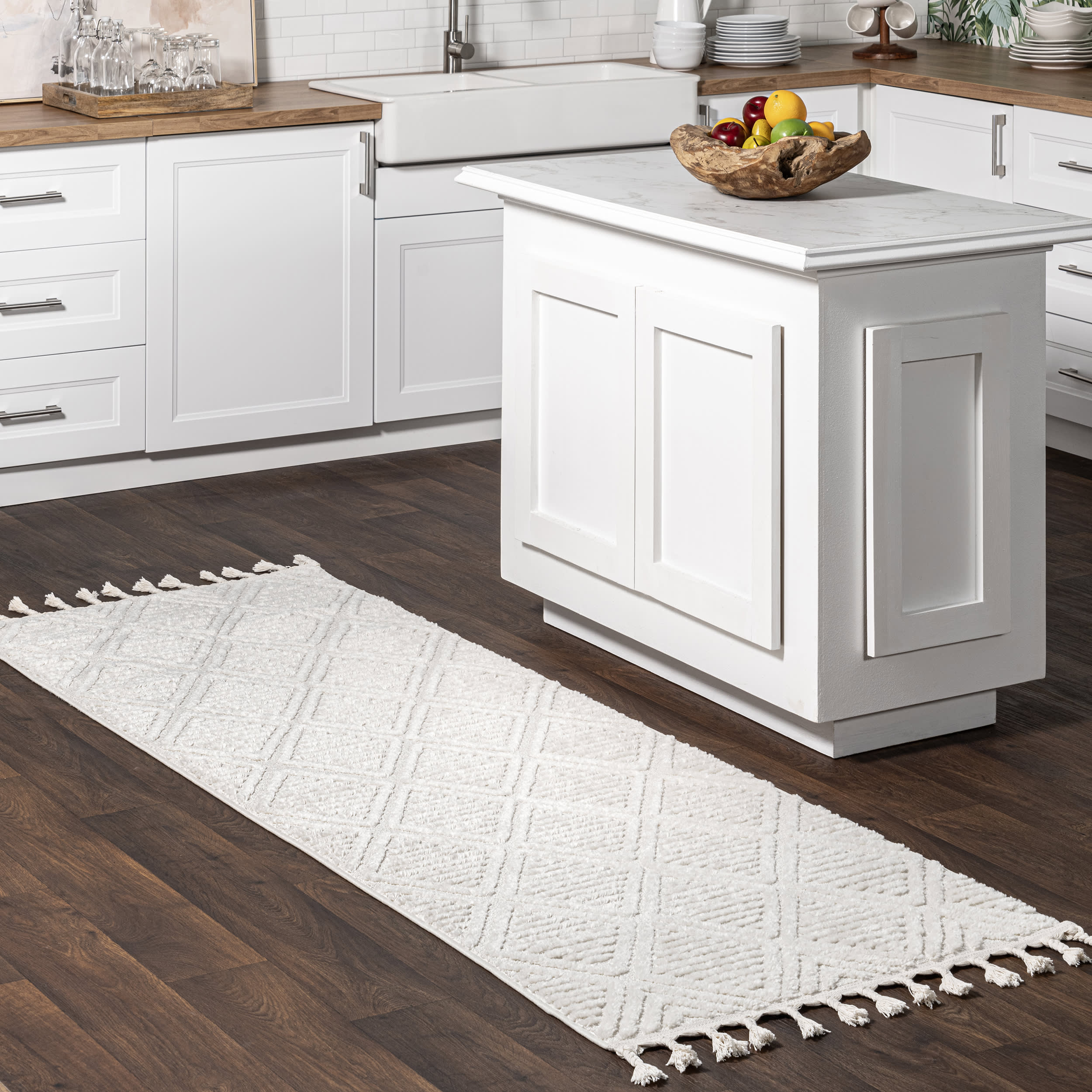 Balboa Textured Tile Rug | Ivory - Image 2