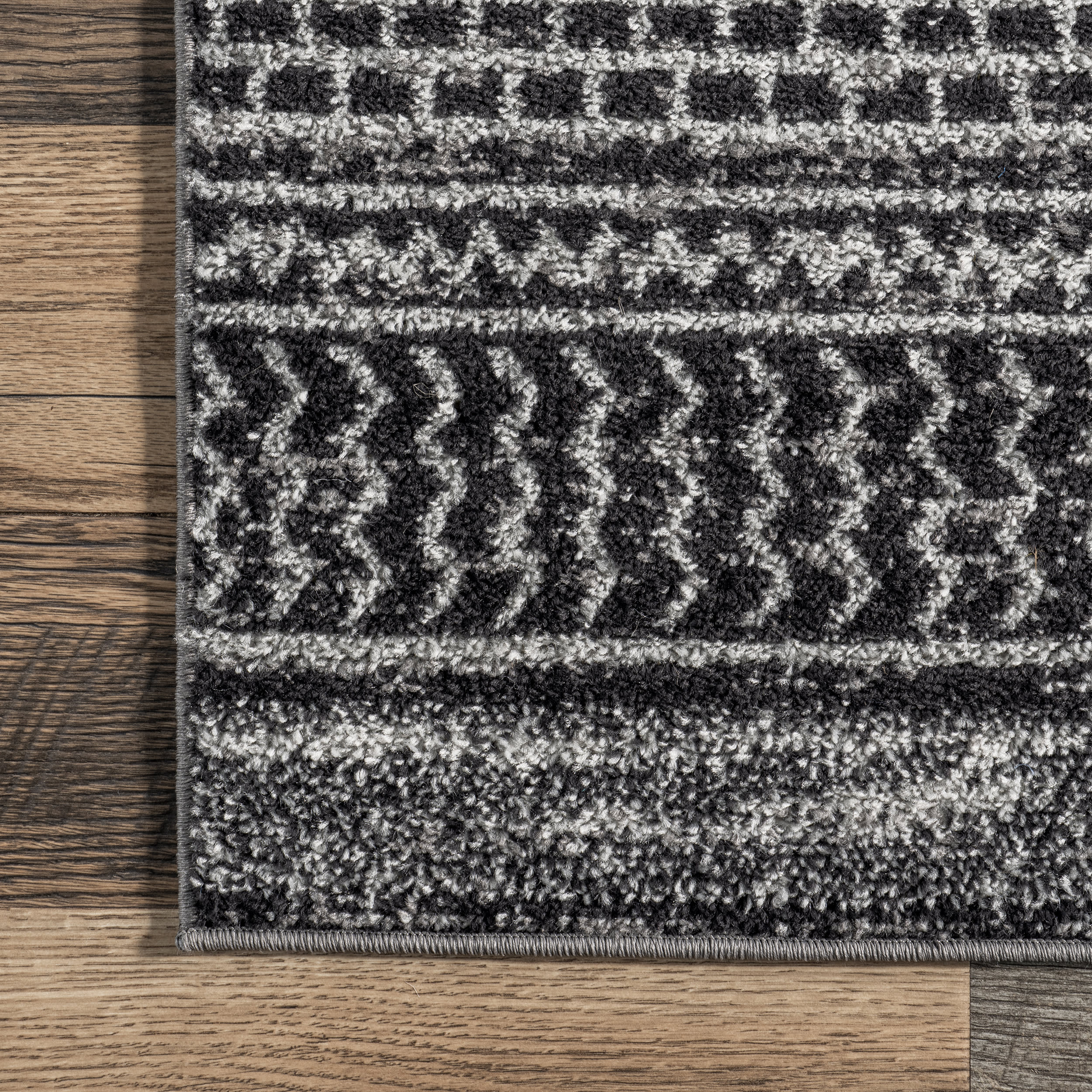 Banded Abacus And Stripes Rug | Dark Grey - Image 3