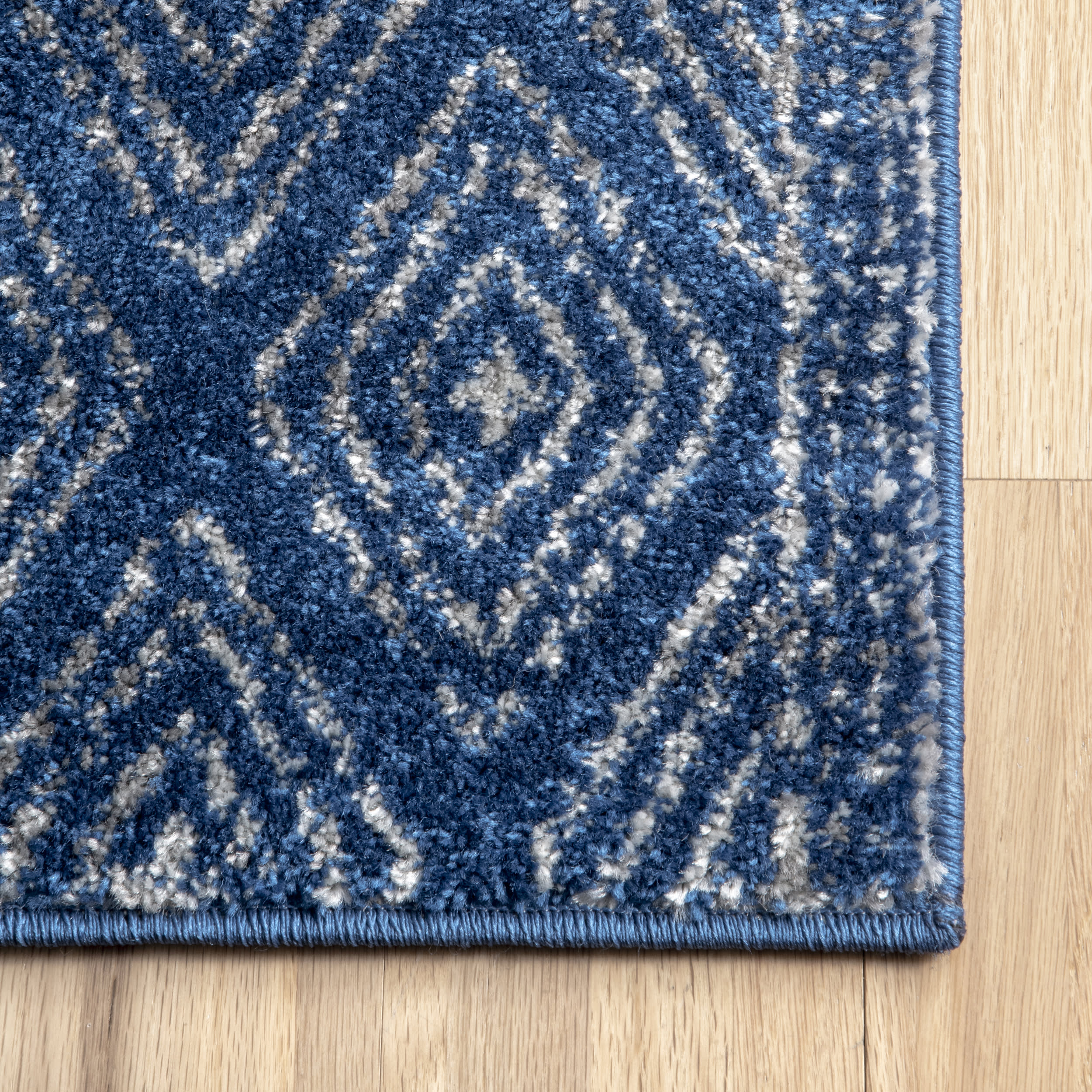 Banded Bird Eye Diamonds Rug | Blue - Image 3
