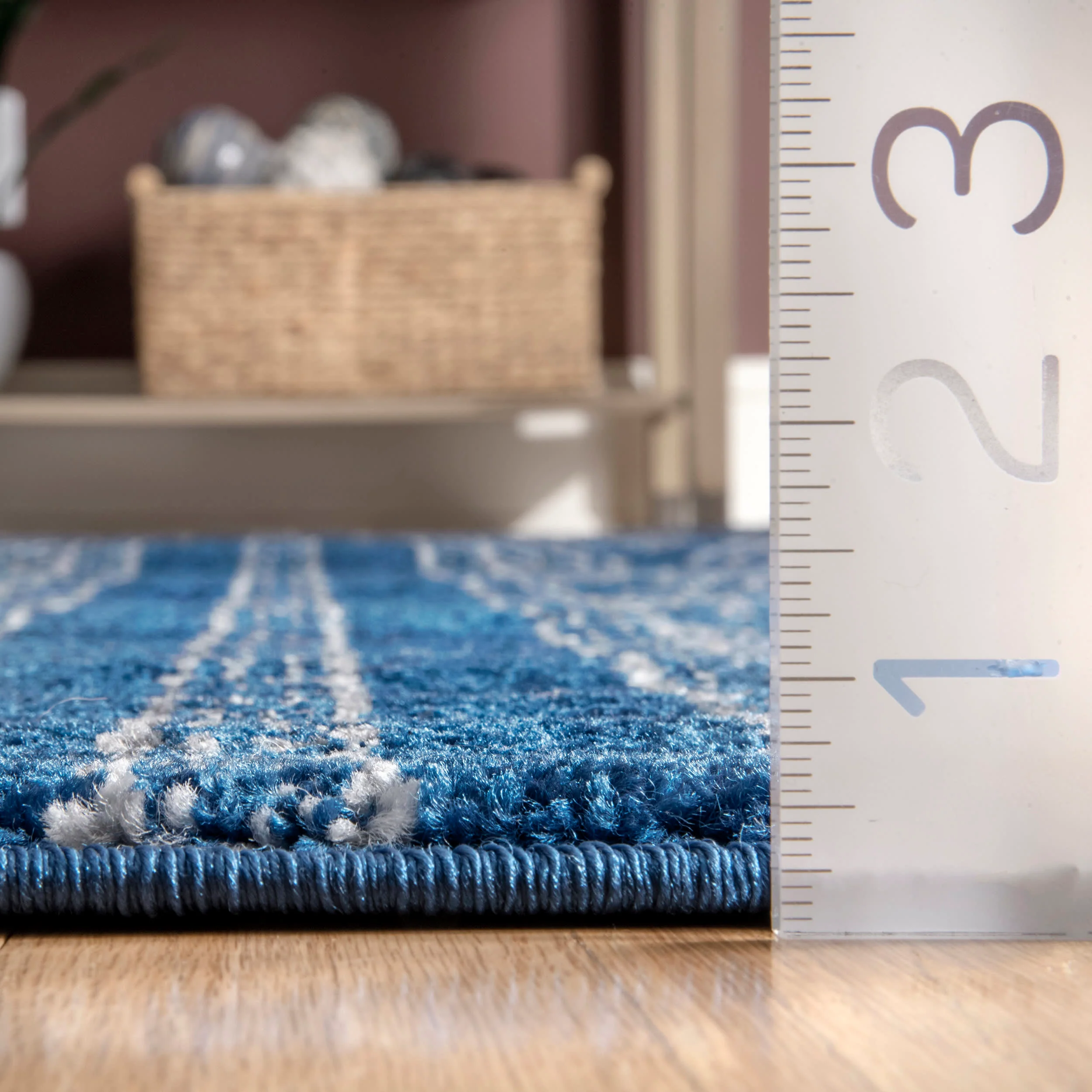 Banded Bird Eye Diamonds Rug | Blue - Image 5