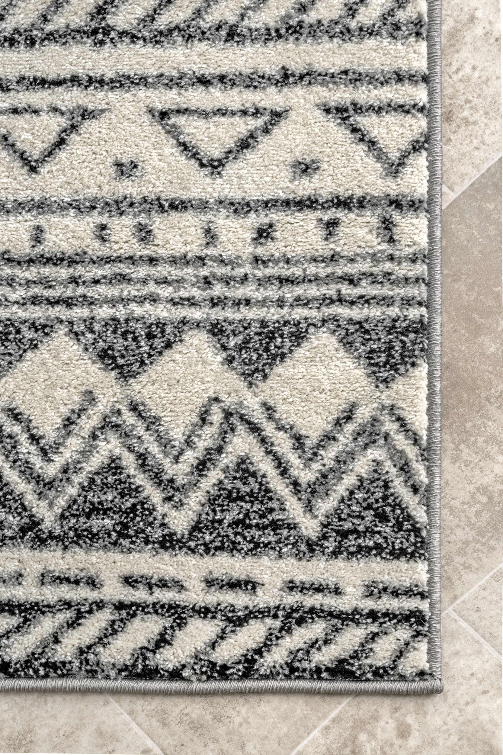 Banded Geometric Rug | Dark Grey - Image 3