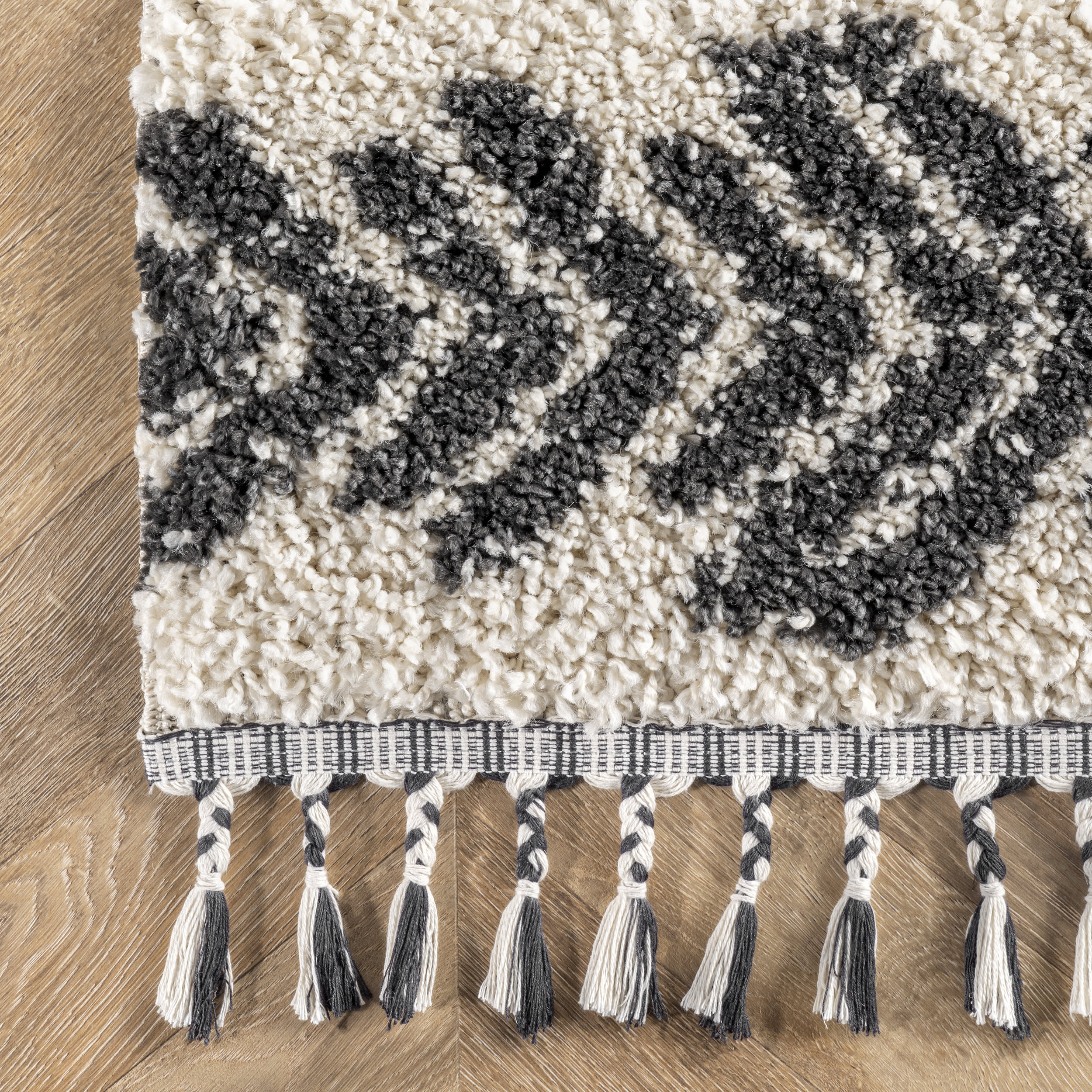 Banded Shag Rug | Light Grey - Image 3
