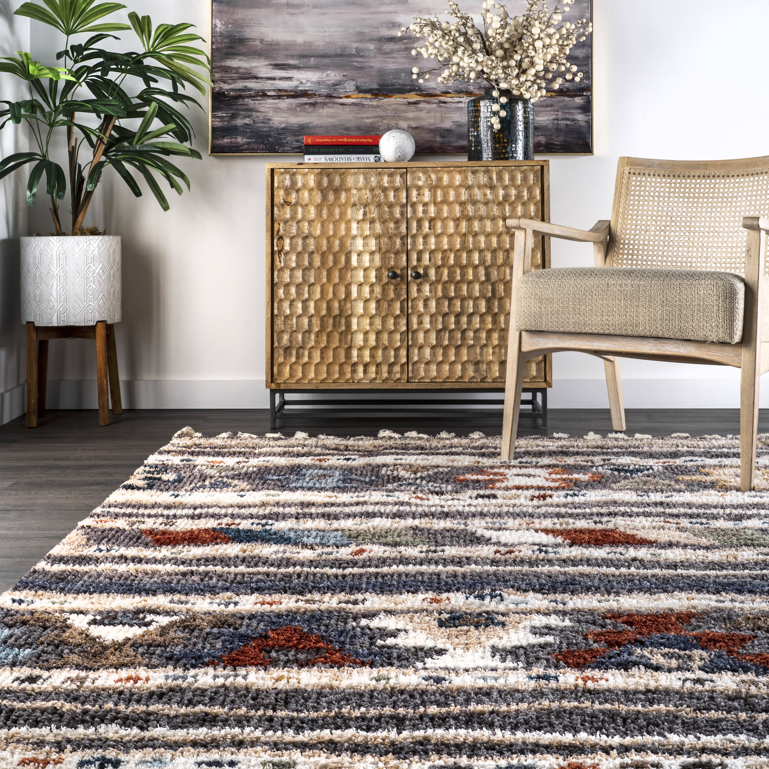 Banded Shag Rug | Multicolor - Image 4