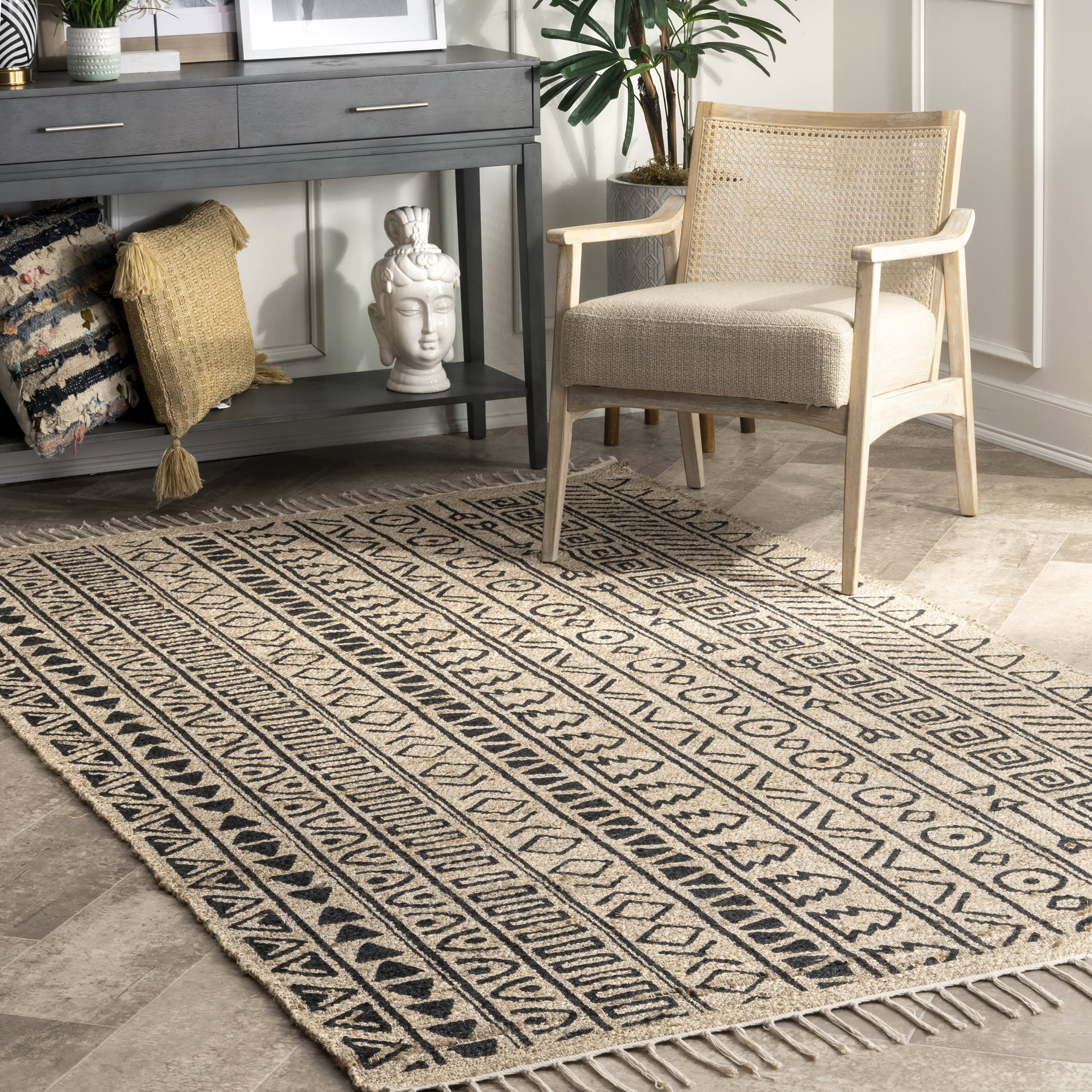 Banded Striped Rug | Natural - Image 2