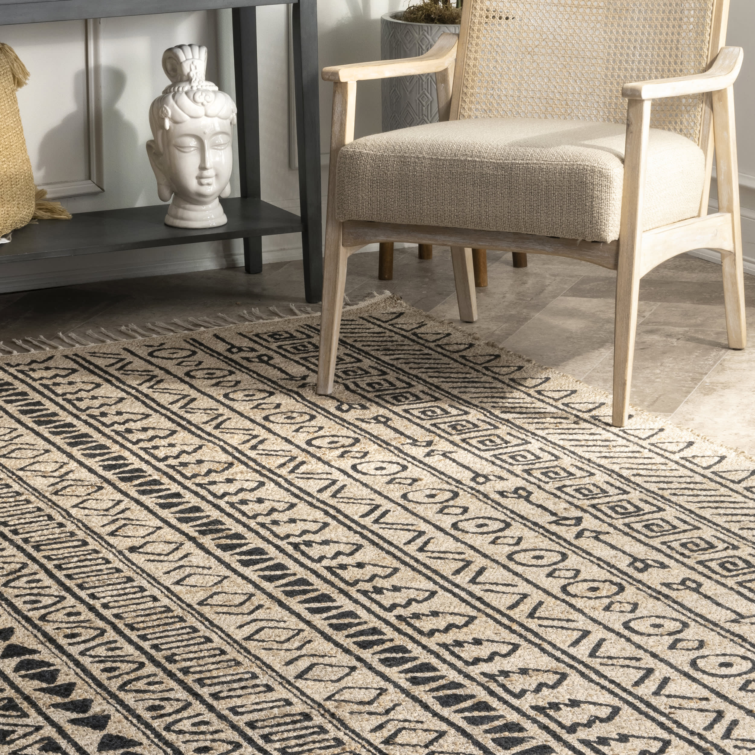 Banded Striped Rug | Natural - Image 4