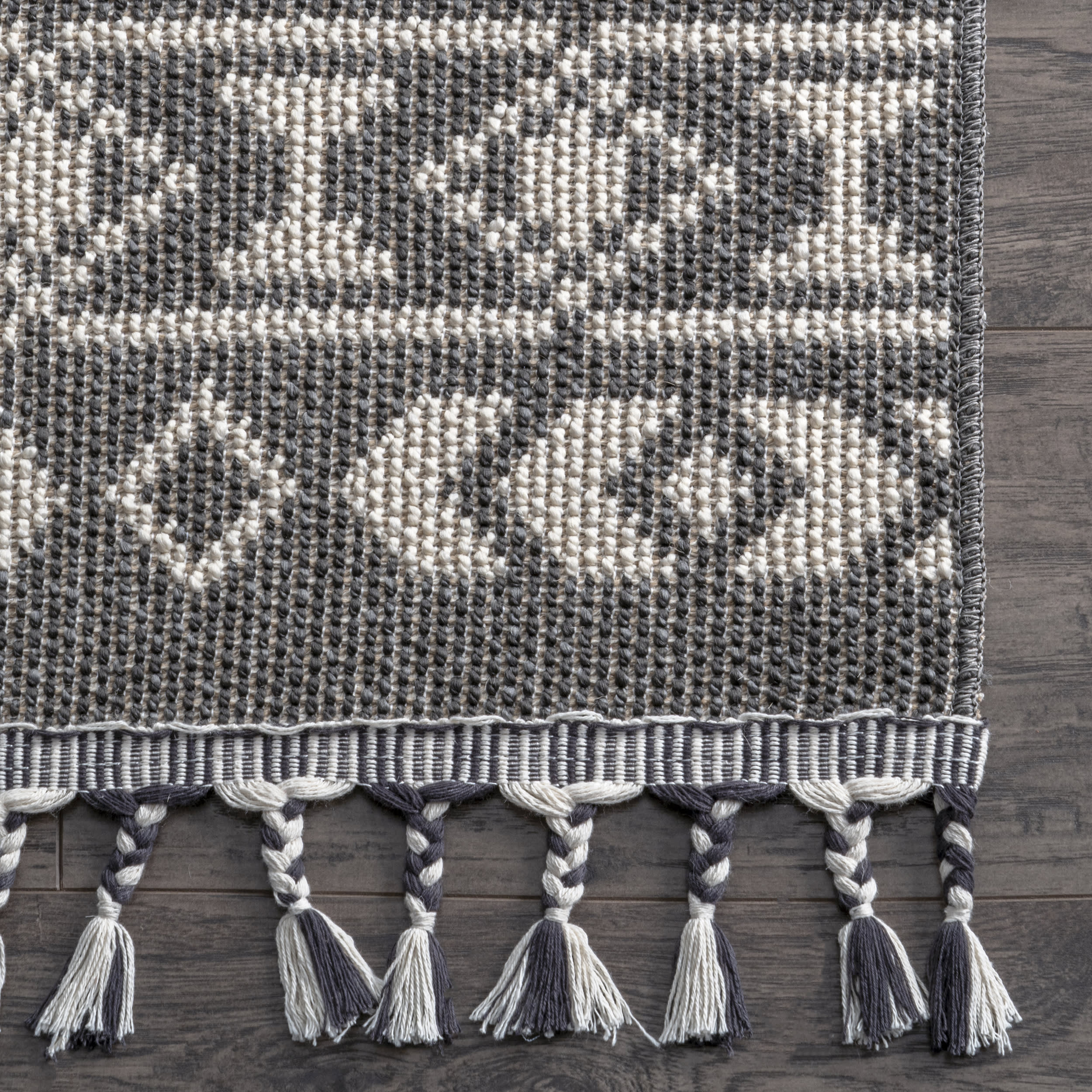 Banded Tribal Printed Flatweave Rug | Grey - Image 3
