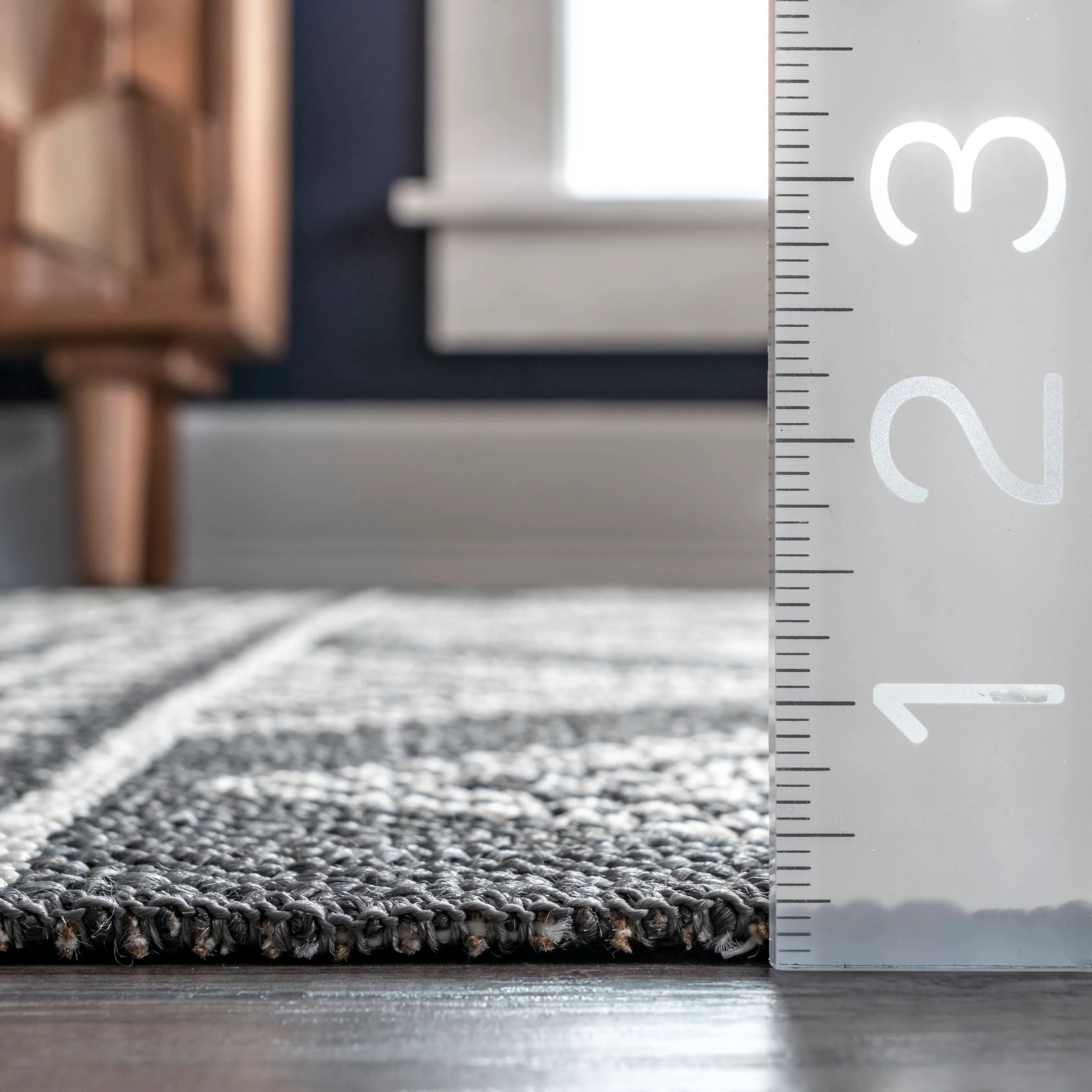 Banded Tribal Printed Flatweave Rug | Grey - Image 5