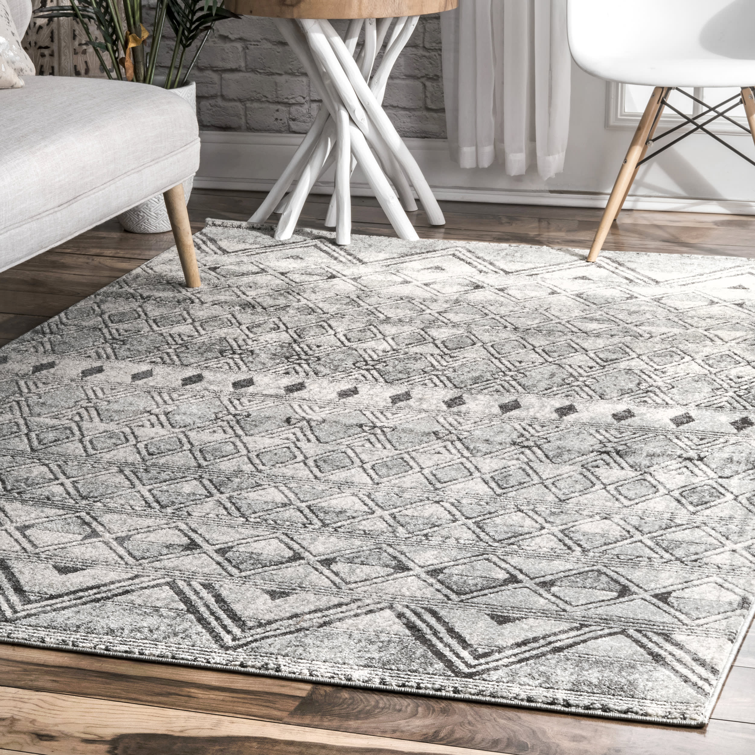 Banded Tribal Rug | Grey - Image 2