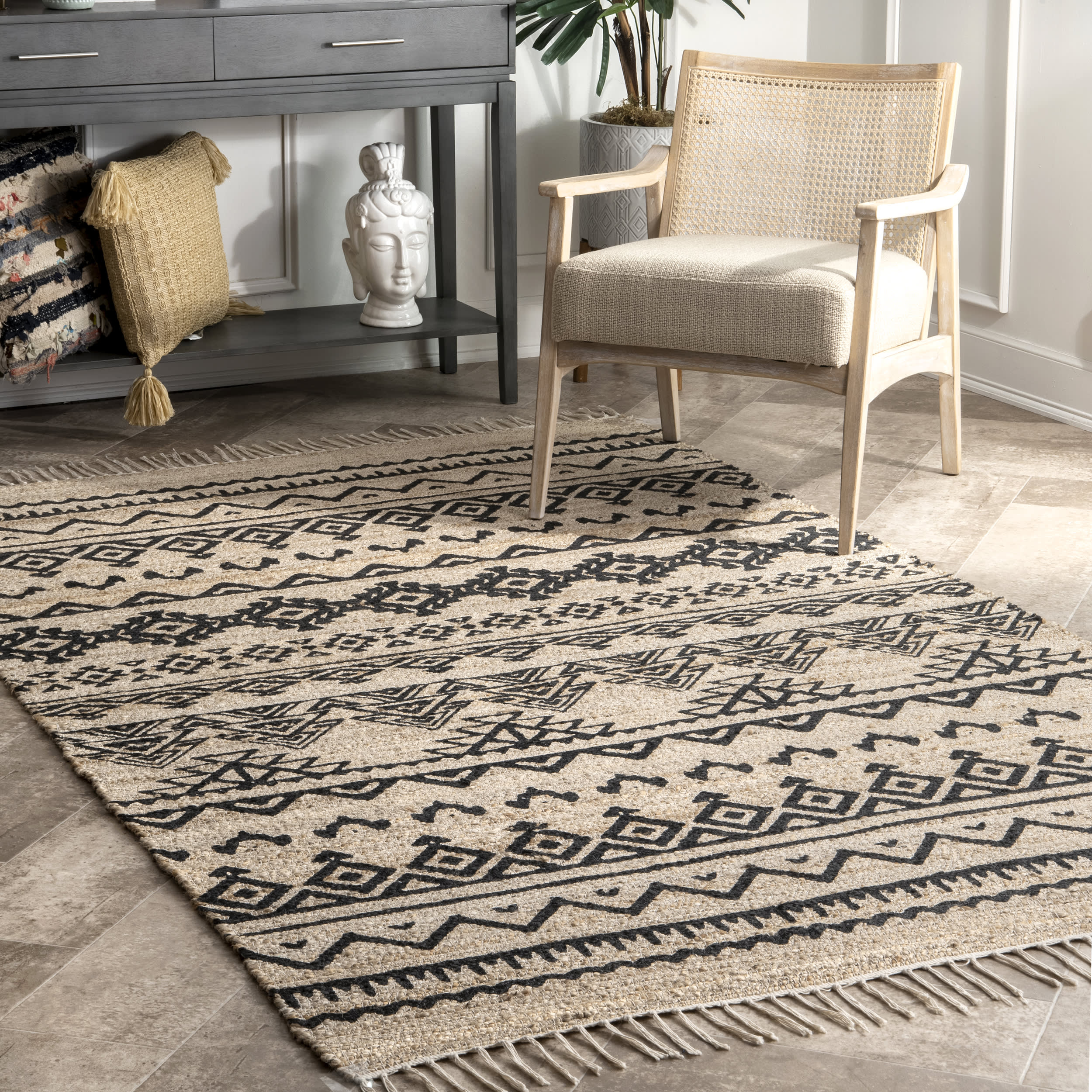 Banded Tribal Rug | Natural - Image 2