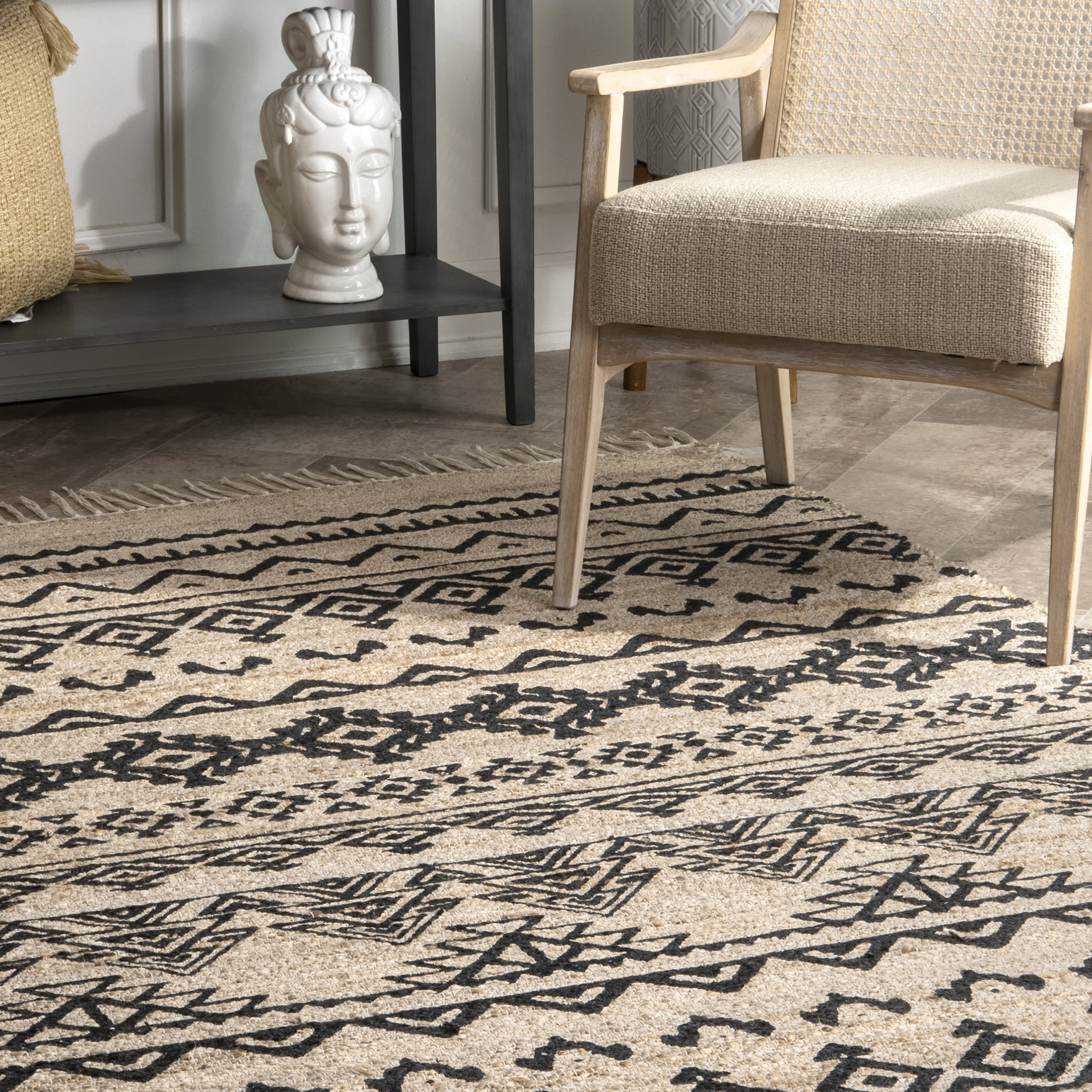 Banded Tribal Rug | Natural - Image 4