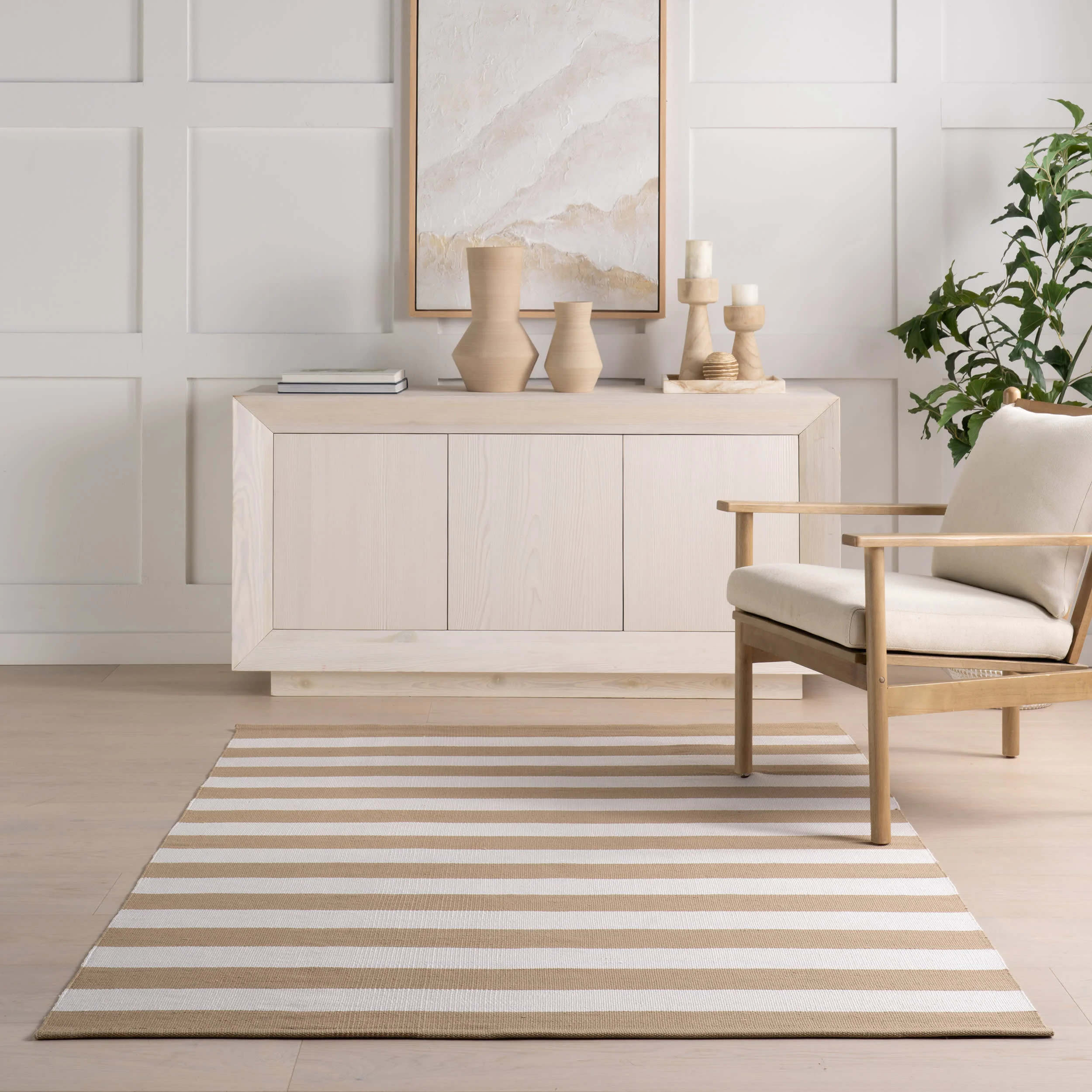 Banks Stripe Handwoven Indoor/Outdoor Rug | Khaki - Image 4