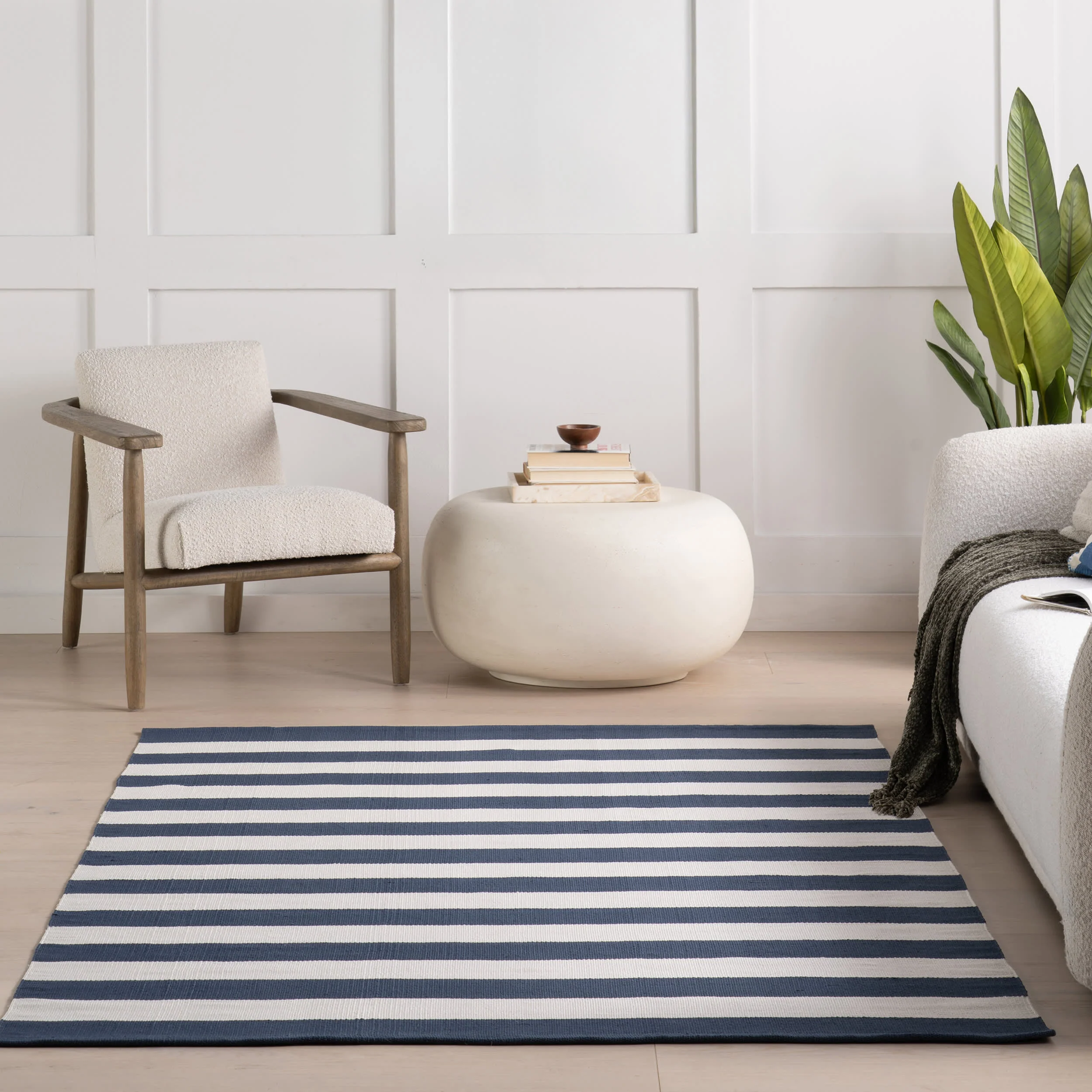 Banks Stripe Handwoven Indoor/Outdoor Rug | Navy - Image 4