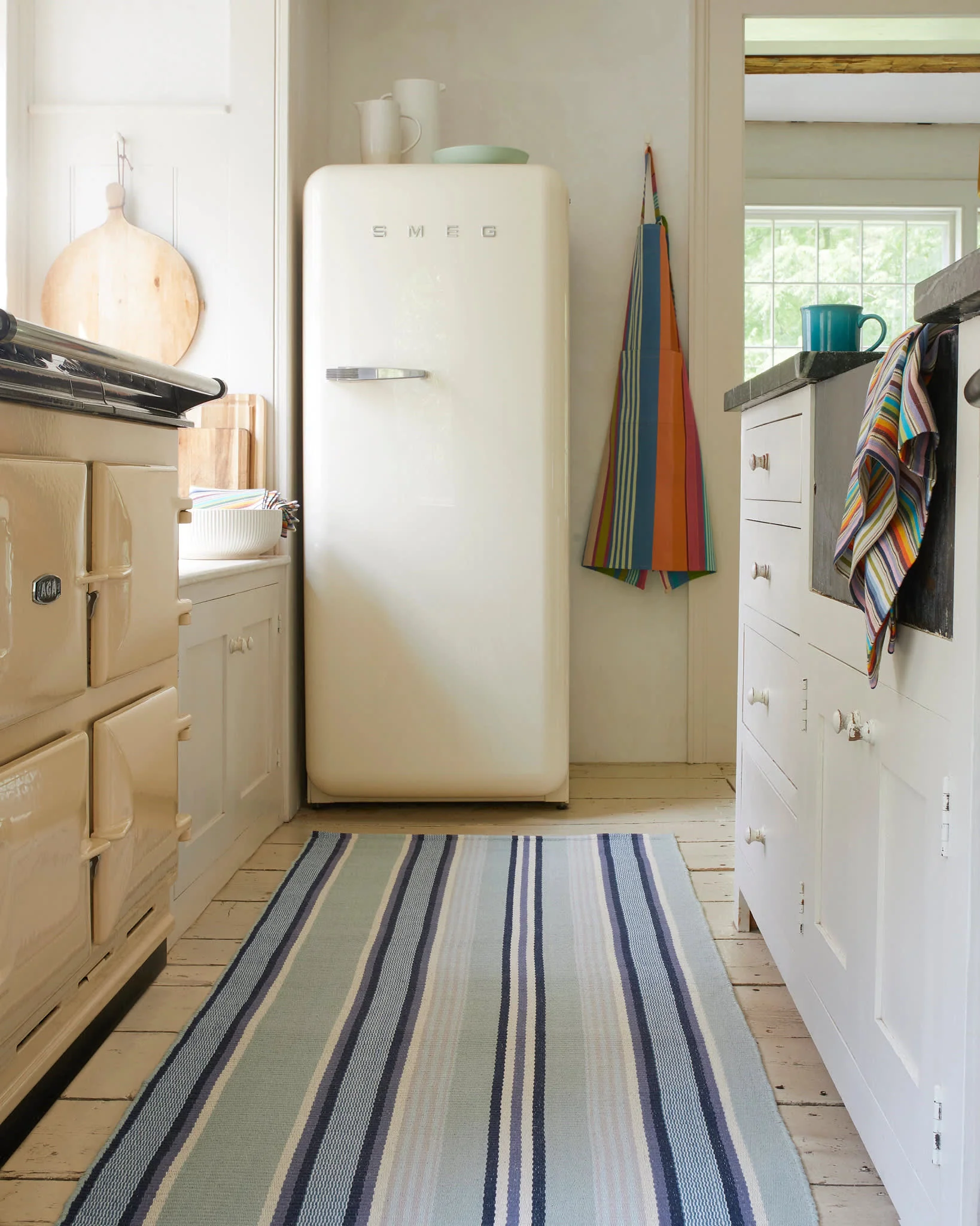 Barbados Stripe Handwoven Cotton Rug | Blue - Image 2
