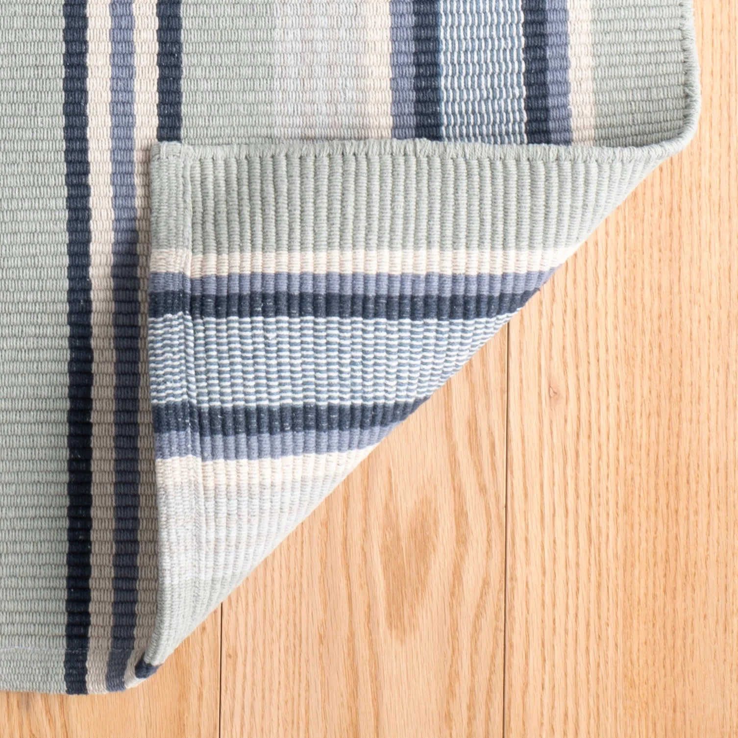 Barbados Stripe Handwoven Cotton Rug | Blue - Image 5