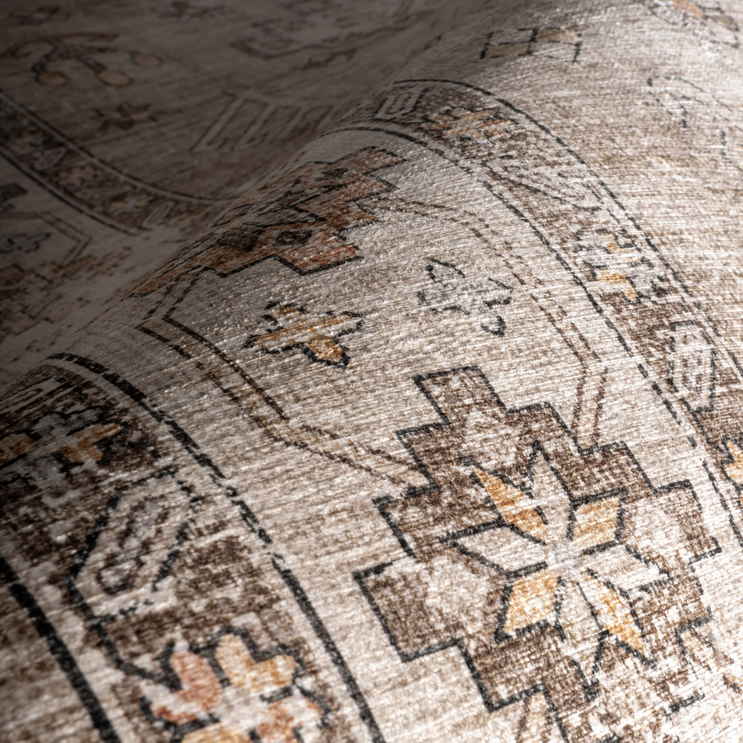 Barbary Distressed Spill Proof Washable Rug | Beige - Image 3