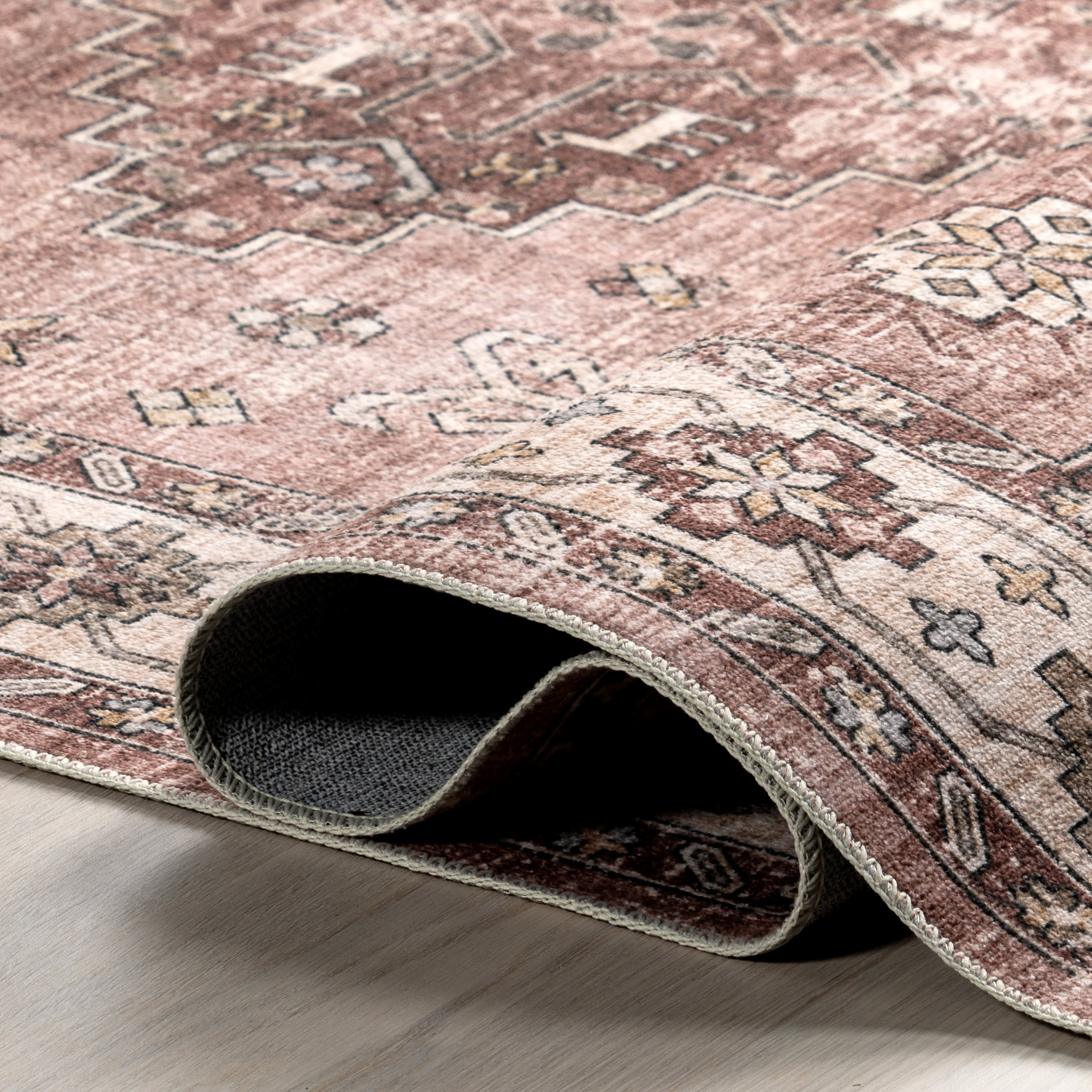 Barbary Distressed Washable Rug | Blush - Image 6