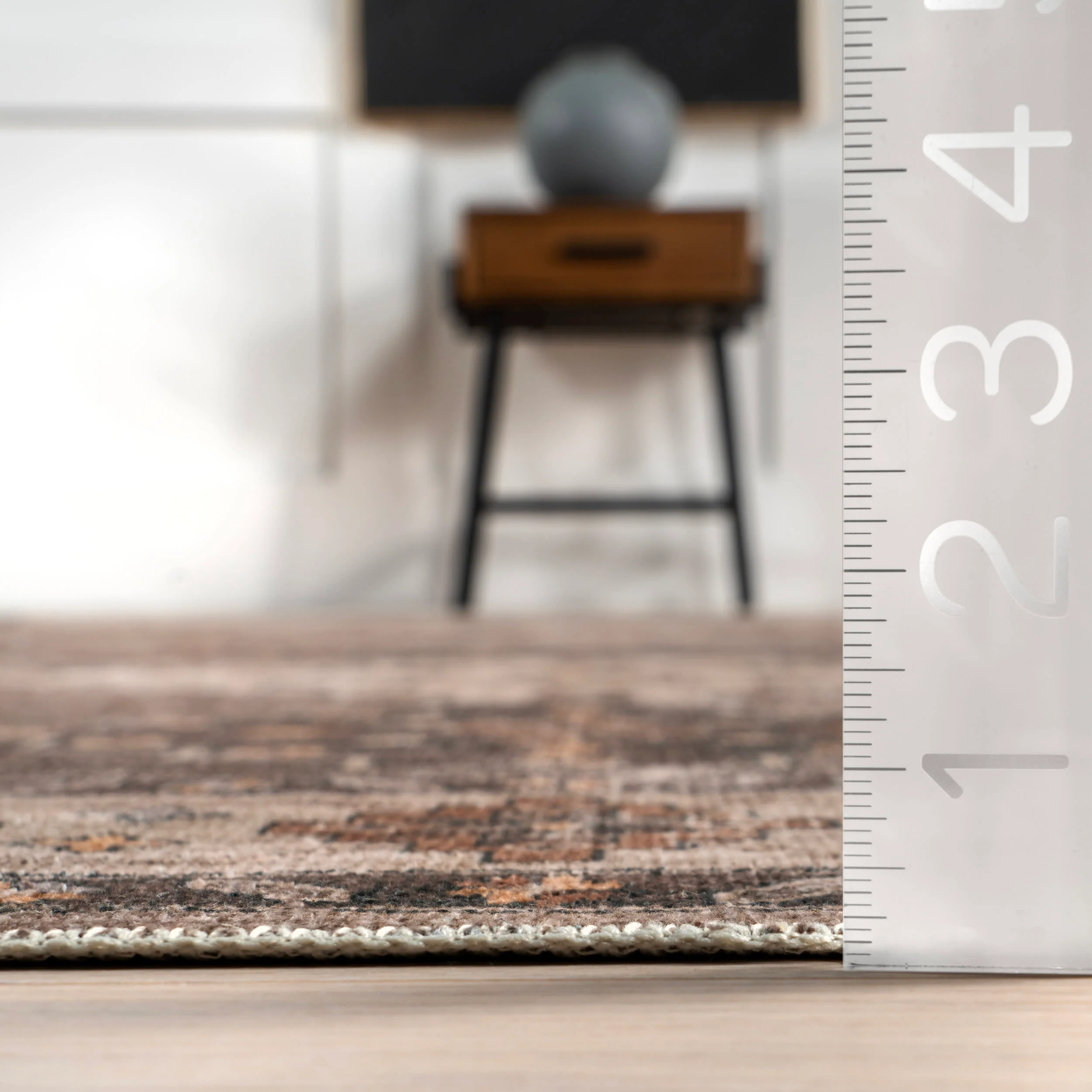 Barbary Distressed Washable Rug | Dark Brown - Image 4