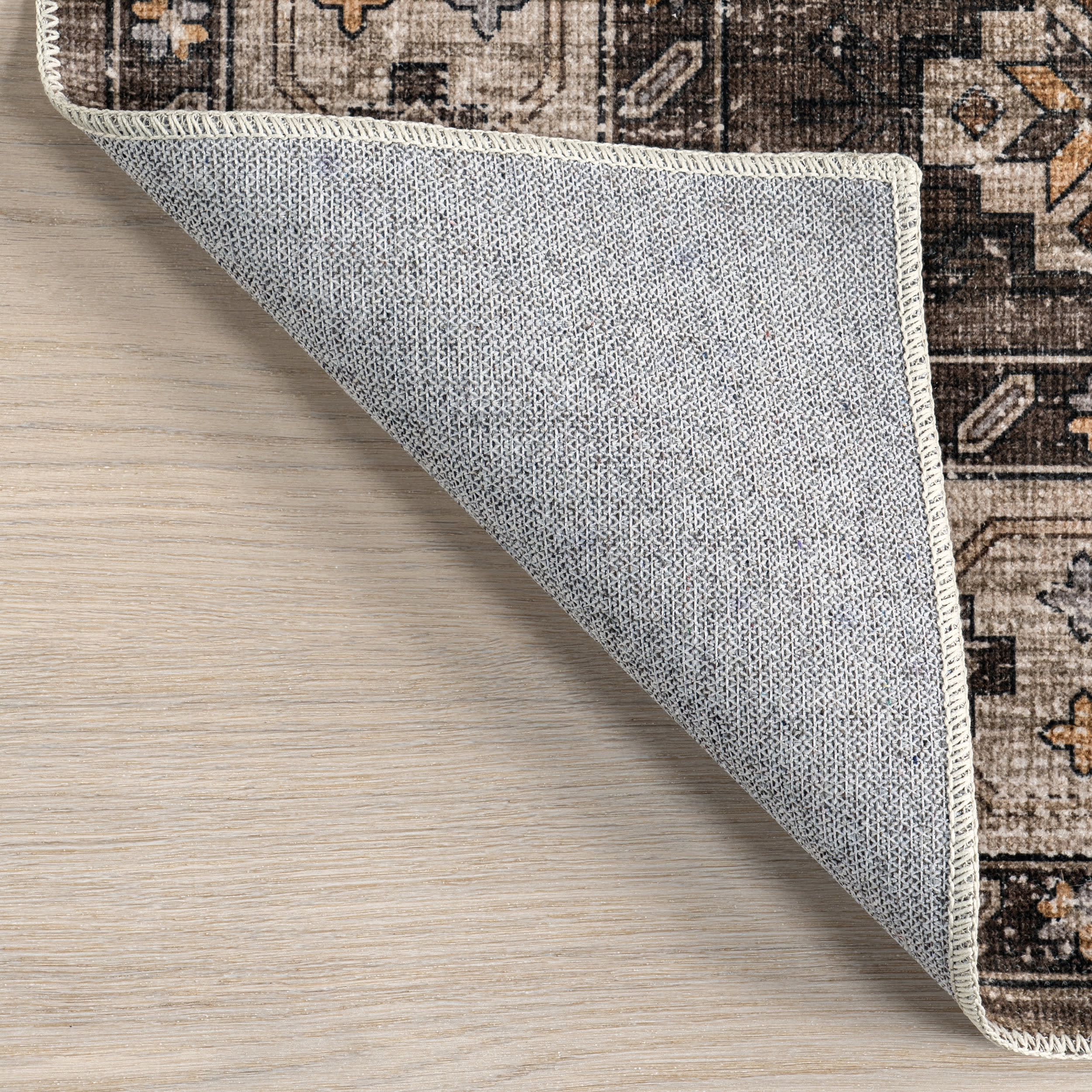 Barbary Distressed Washable Rug | Dark Brown - Image 5