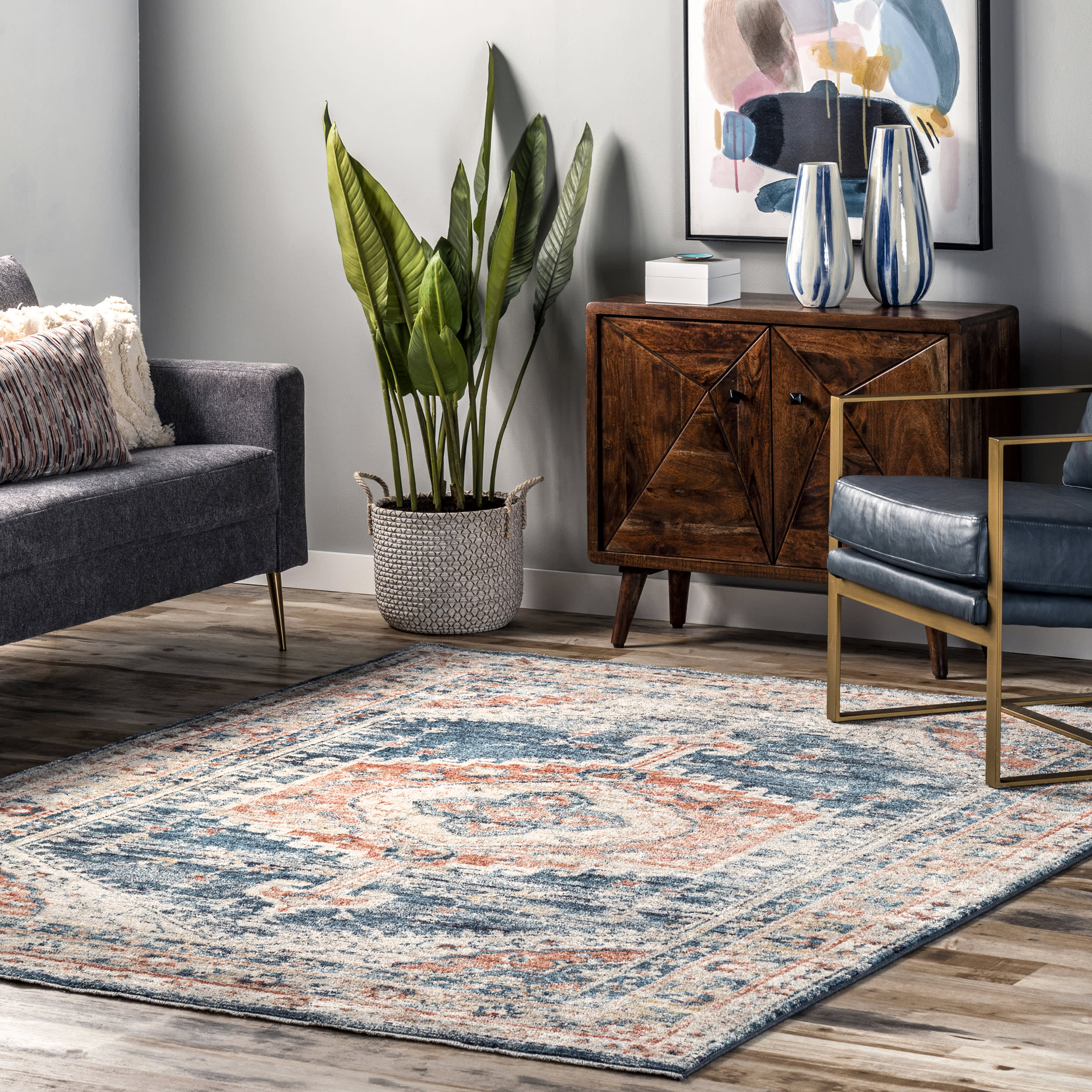 Barbed Mast Medallion Rug | Blue - Image 2