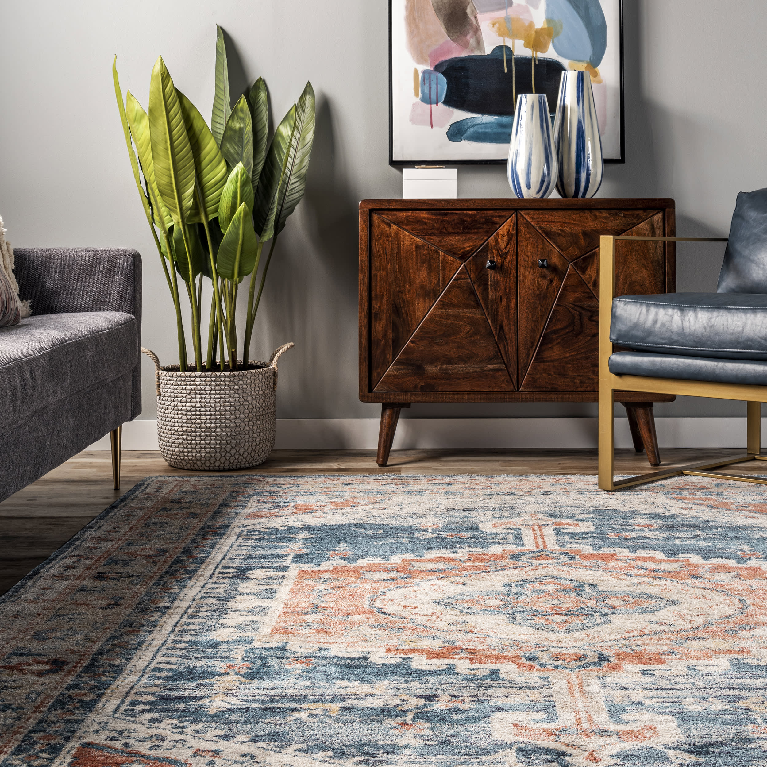 Barbed Mast Medallion Rug | Blue - Image 4
