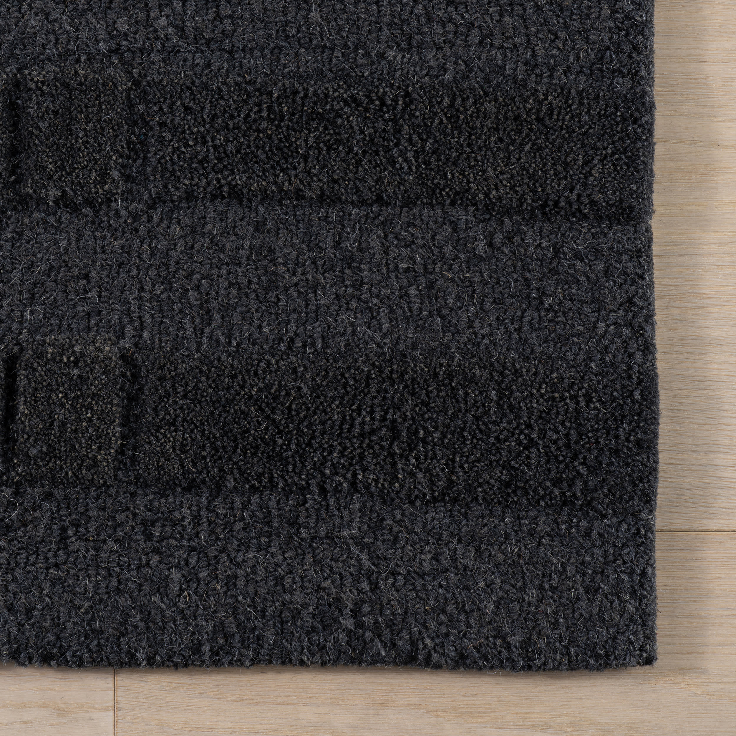Barron Solid Bohemian Wool Rug | Black - Image 4