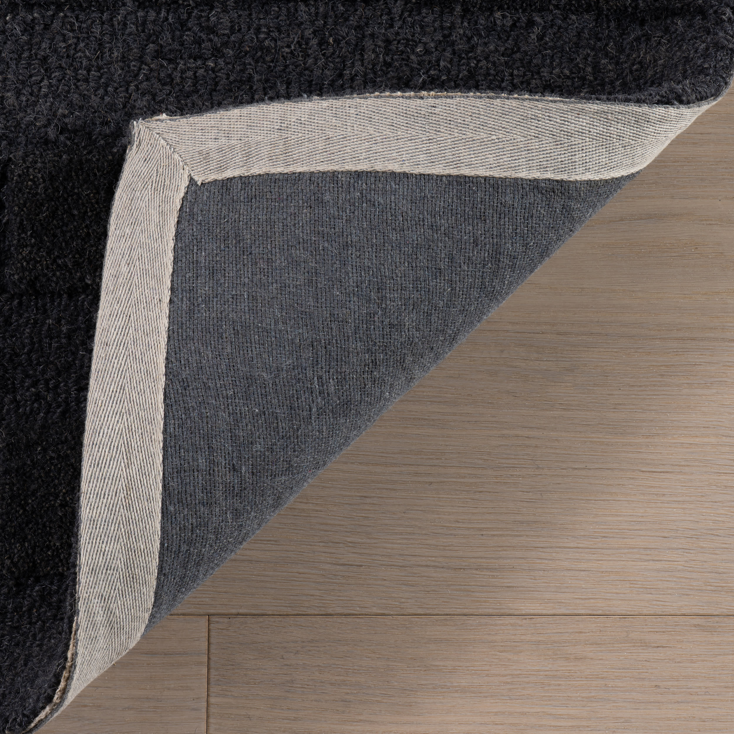 Barron Solid Bohemian Wool Rug | Black - Image 6