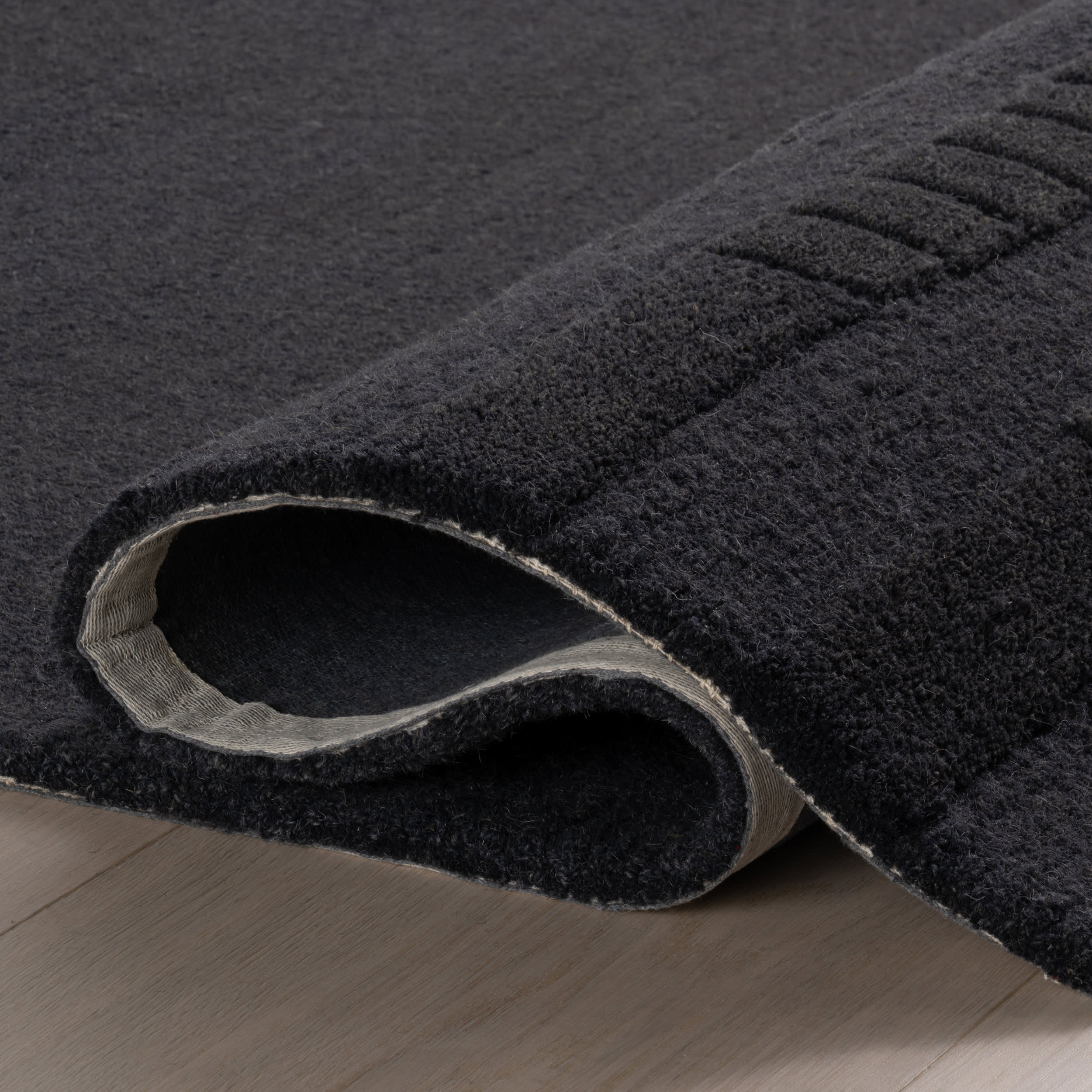 Barron Solid Bohemian Wool Rug | Black - Image 8
