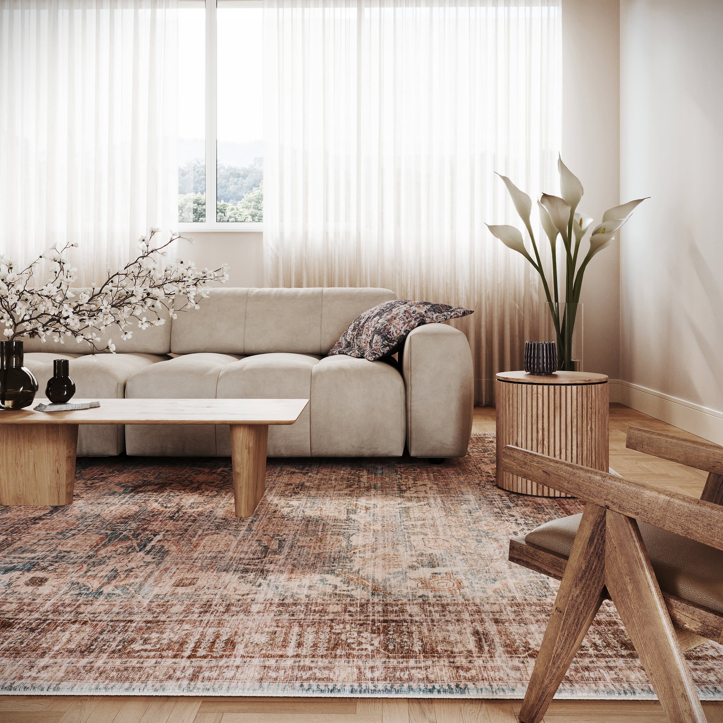 Basali Bordered Traditional Washable Rug | Rust - Image 2